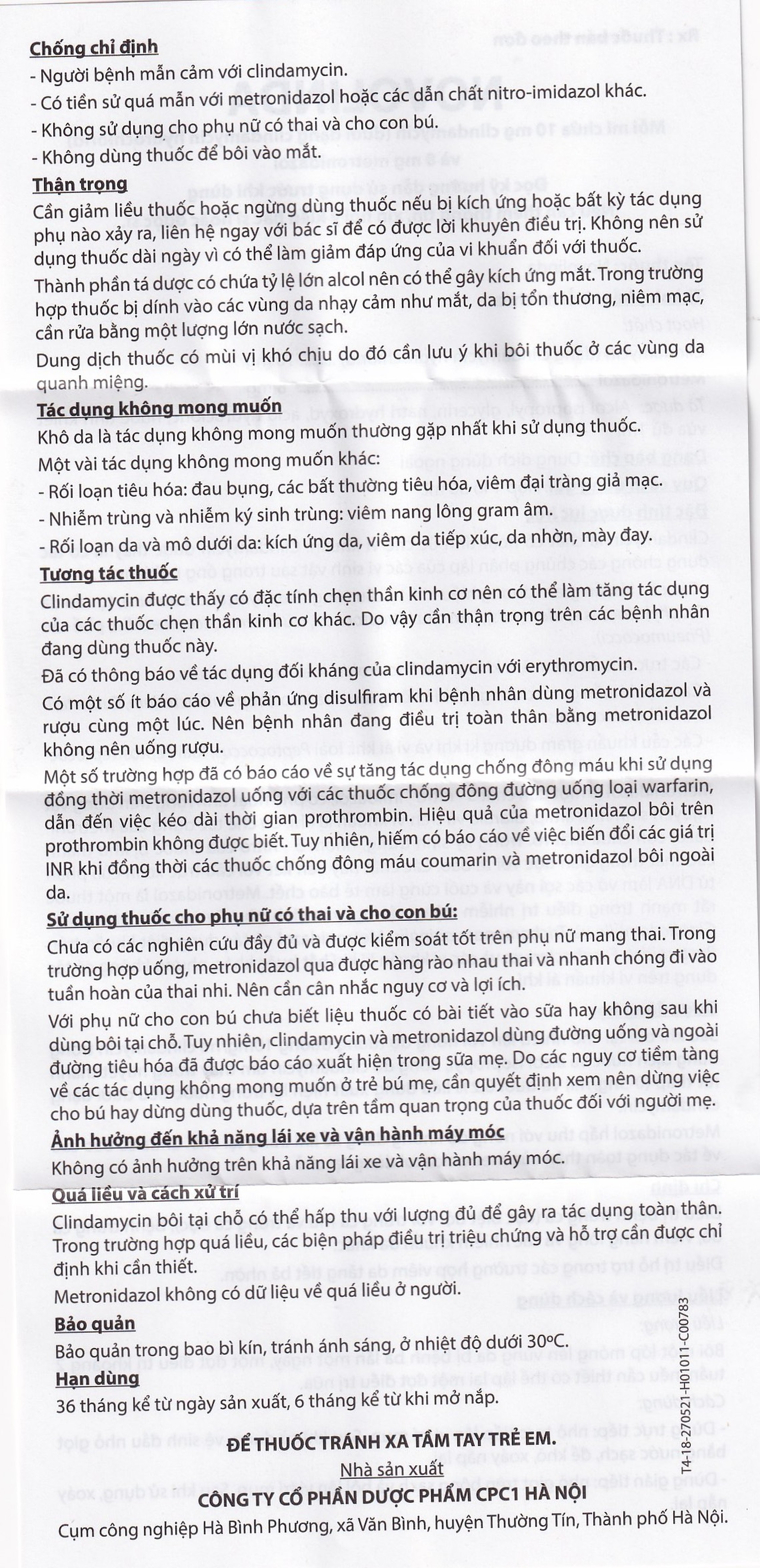 Dung dịch Novolinda CPC1 Hà Nội điều trị bệnh trứng cá, viêm nang lông (30ml)