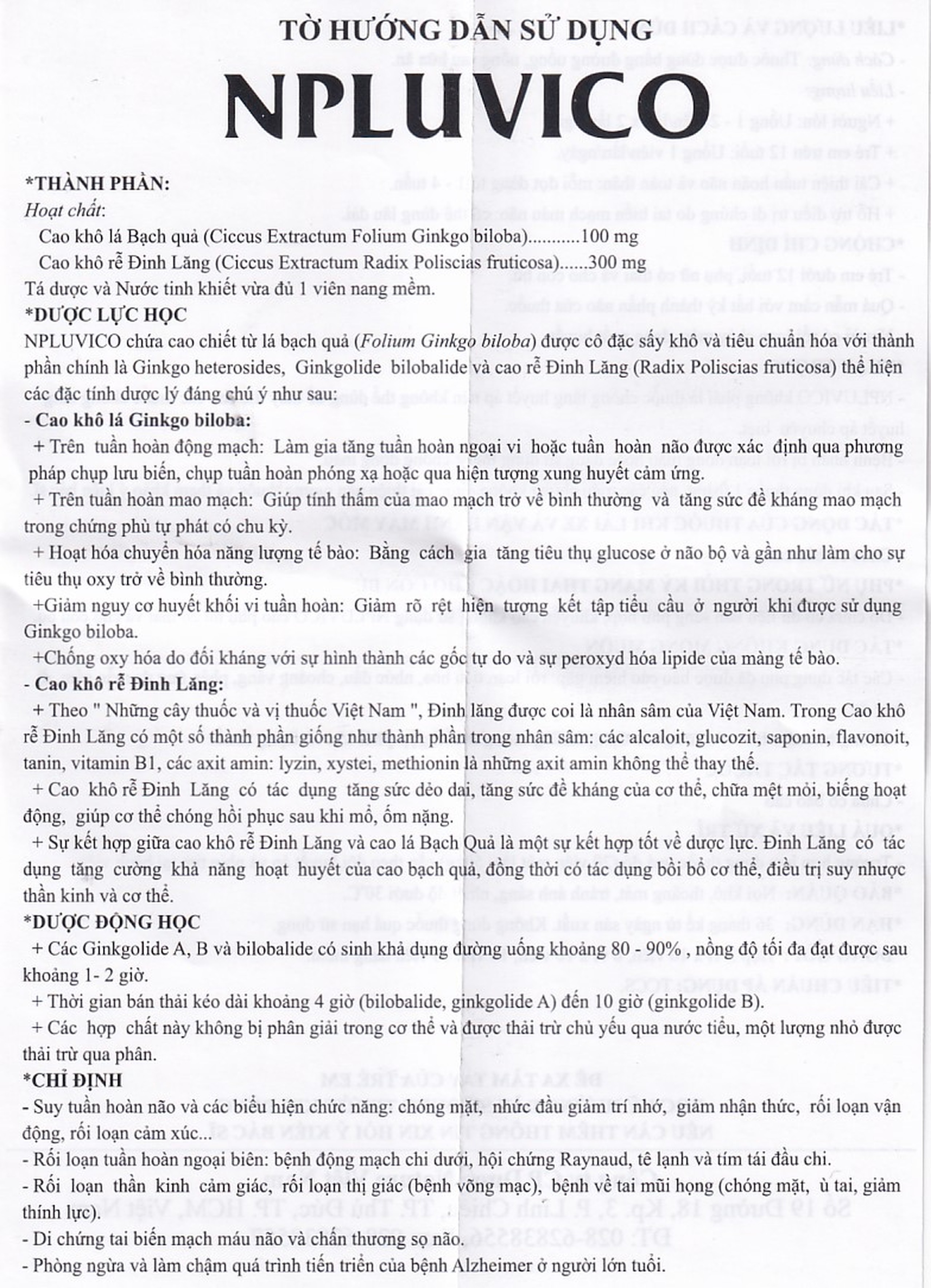 Thuốc Npluvico Nature điều trị suy tuần hoàn não (6 vỉ x 10 viên)