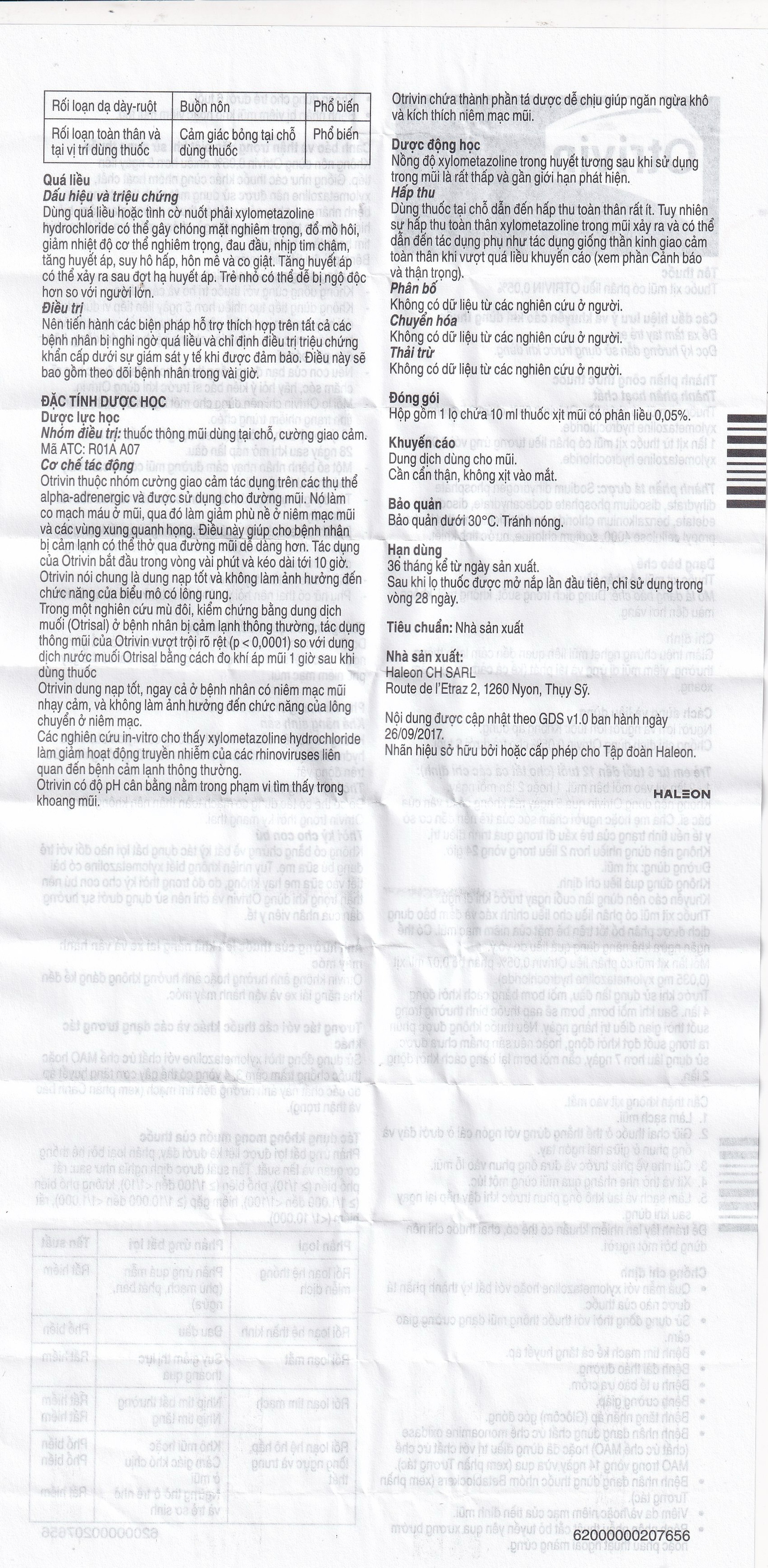 Thuốc xịt mũi Otrivin 0.05% GSK giảm triệu chứng nghẹt mũi, viêm mũi dị ứng (10ml)