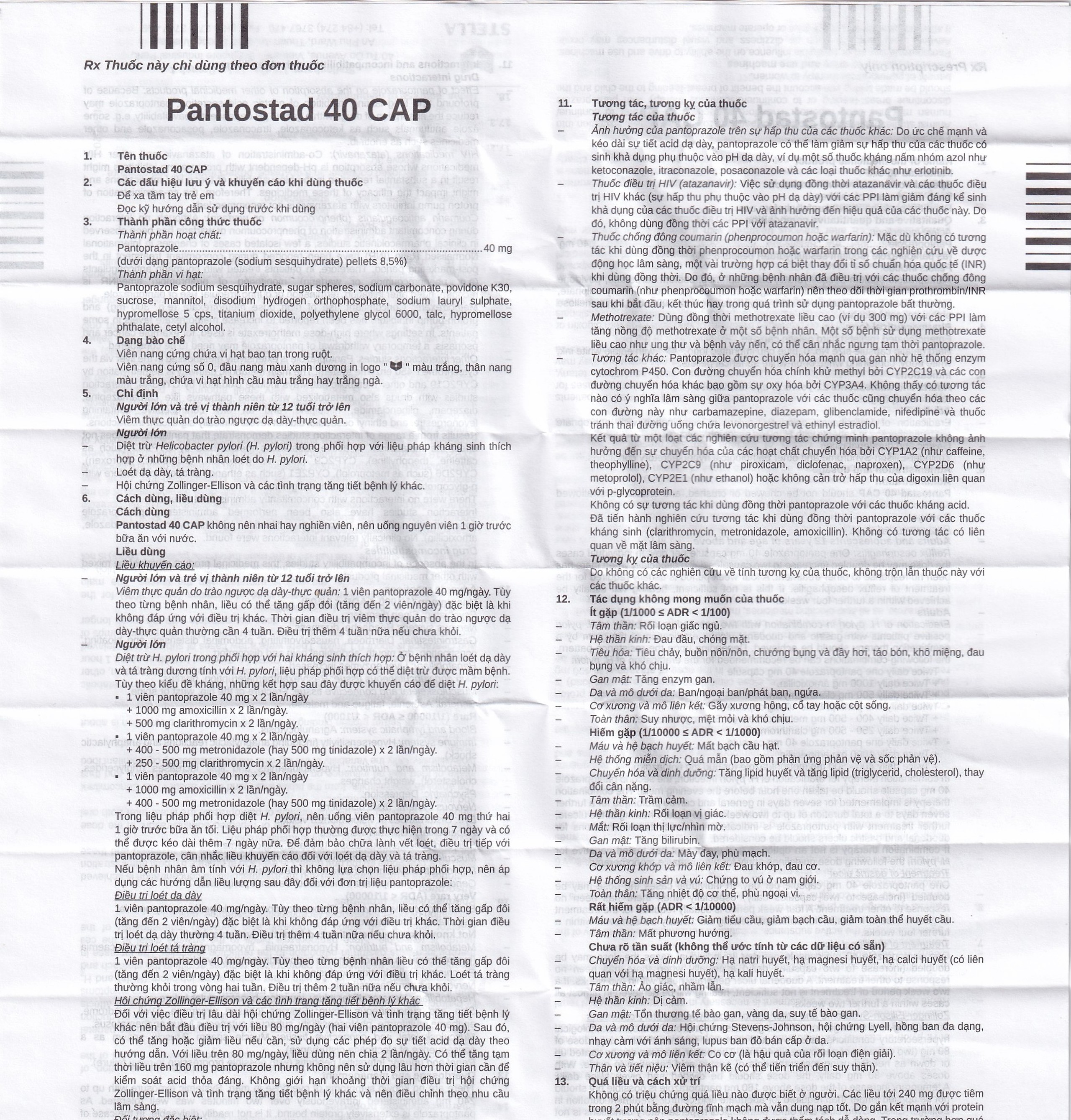 Thuốc Pantostad 40 CAP Stella điều trị viêm thực quản (4 vỉ x 7 viên)