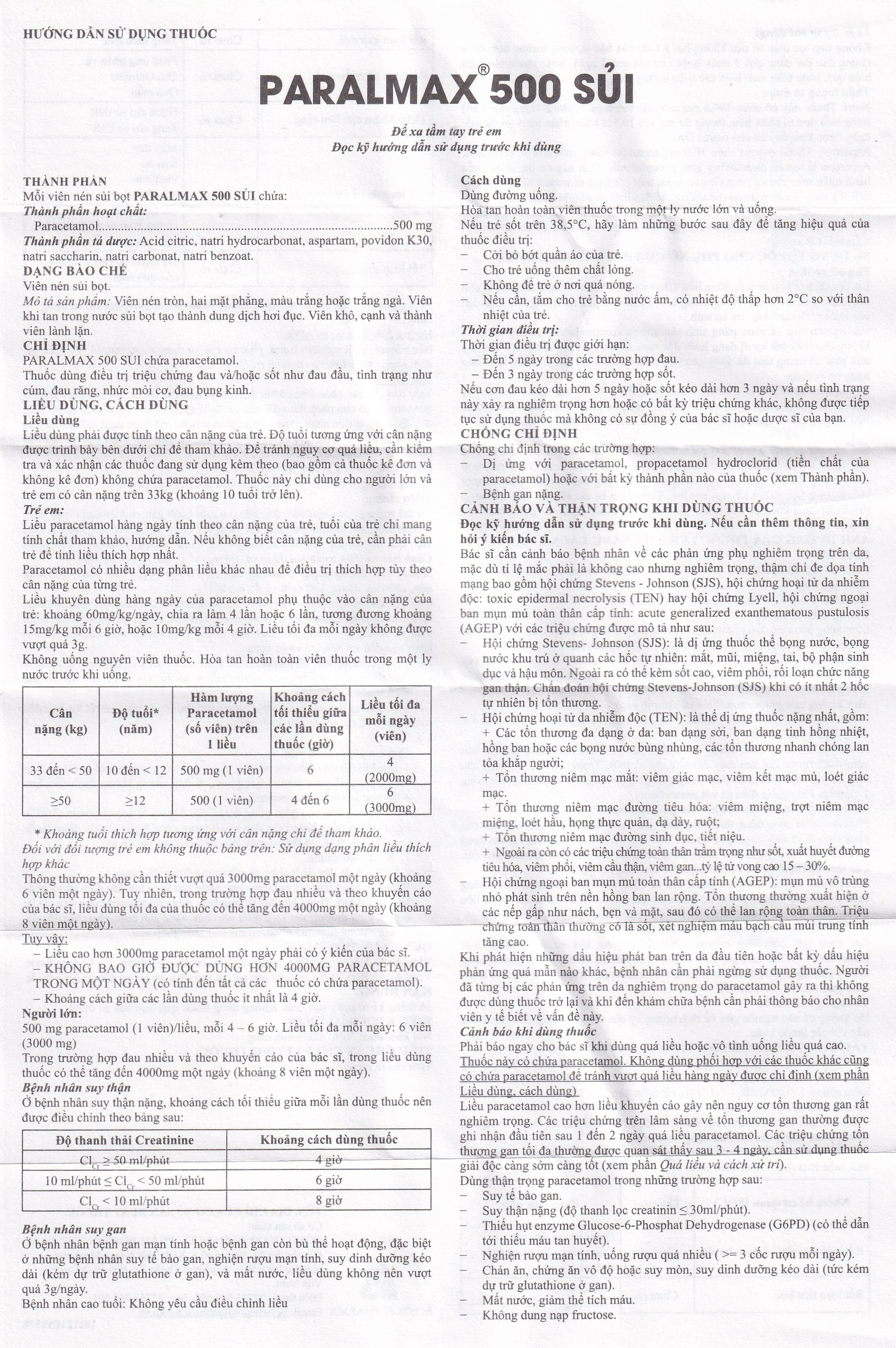 Viên sủi Effer-Paralmax 500 Boston giảm các chứng đau nhẹ đến vừa, đau đầu, đau răng (5 vỉ x 4 viên)