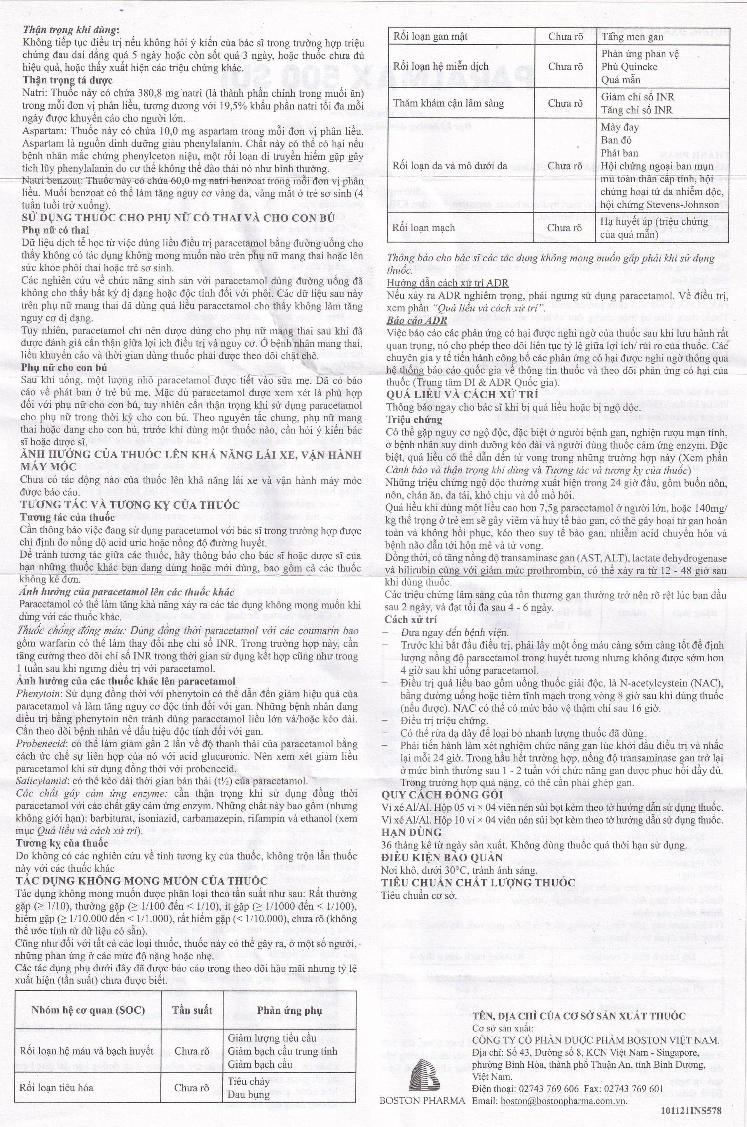 Viên sủi Effer-Paralmax 500 Boston giảm các chứng đau nhẹ đến vừa, đau đầu, đau răng (5 vỉ x 4 viên)