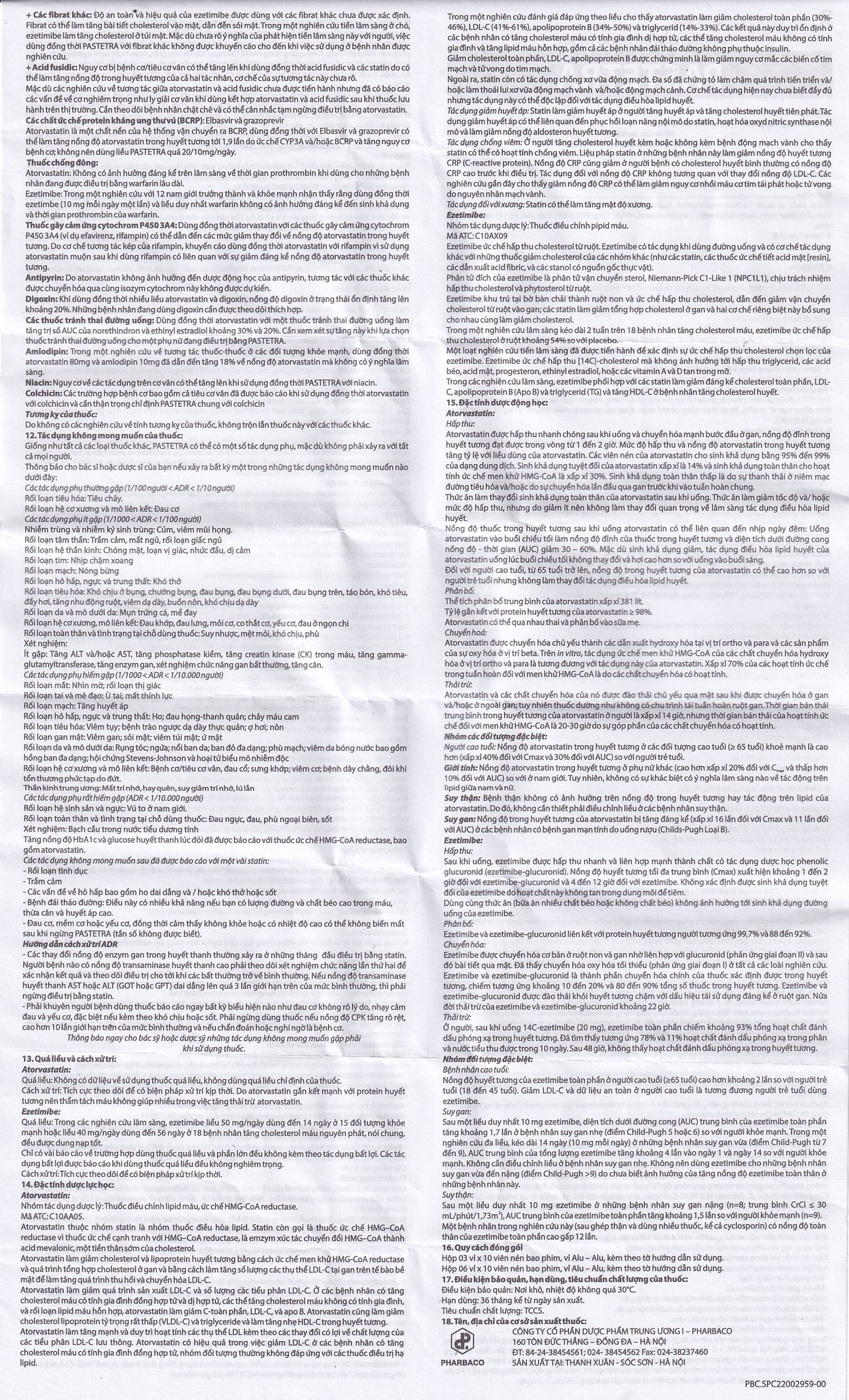 Thuốc Pastetra Pharbaco phòng ngừa các bệnh tim mạch, tăng cholesterol máu (3 vỉ x 10 viên)