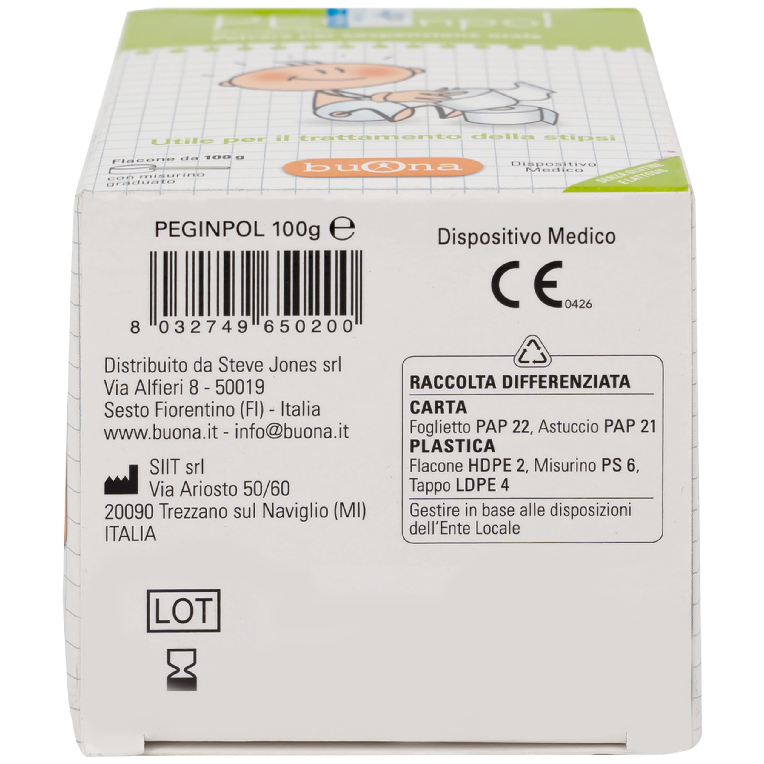 Bột nhuận tràng Buona Peginpol 100g cải thiện tình trạng táo bón cho trẻ từ 6 tháng tuổi