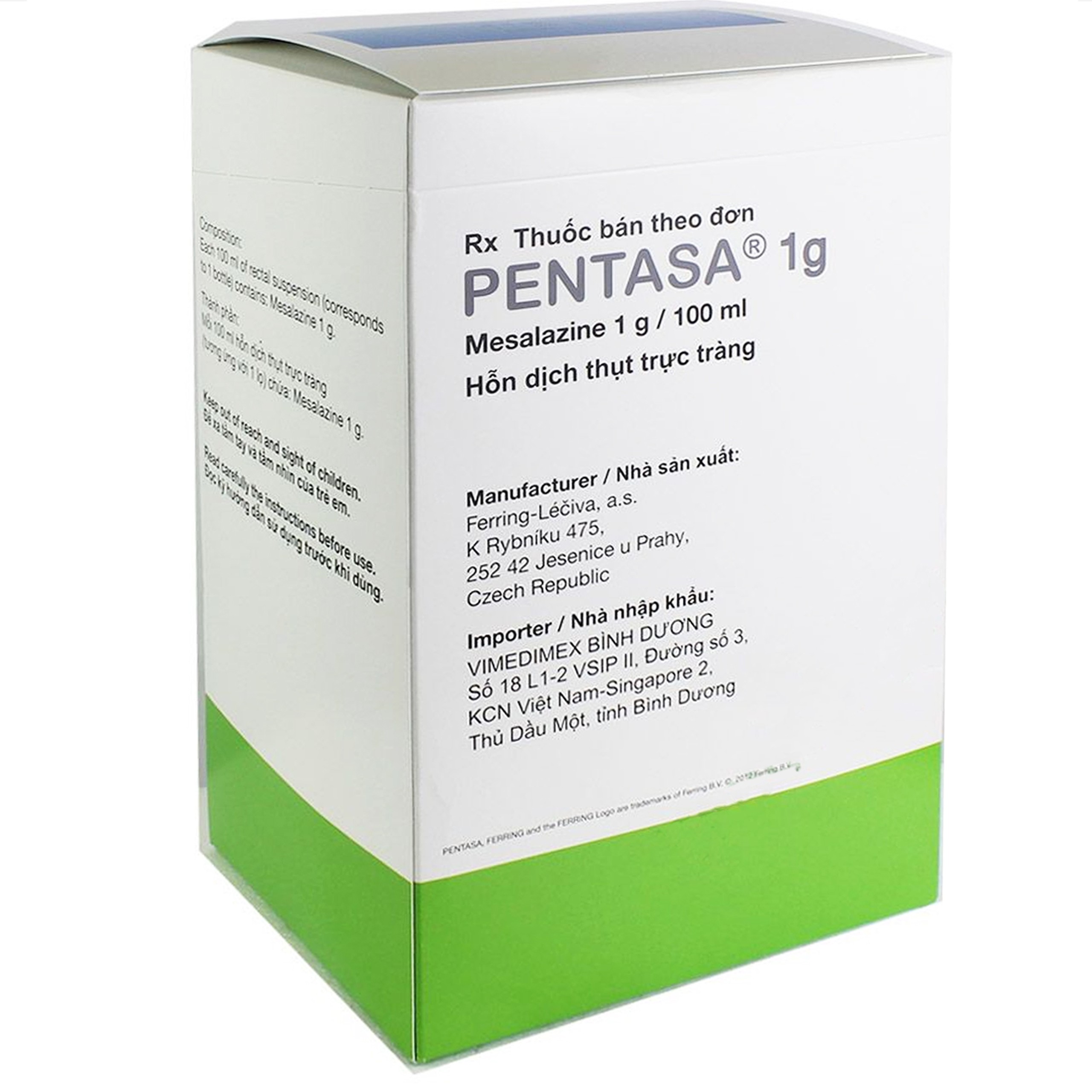 Thuốc Pentasa 1g Ferring điều trị bệnh viêm loét đại tràng (7 lọ x 100 ml)