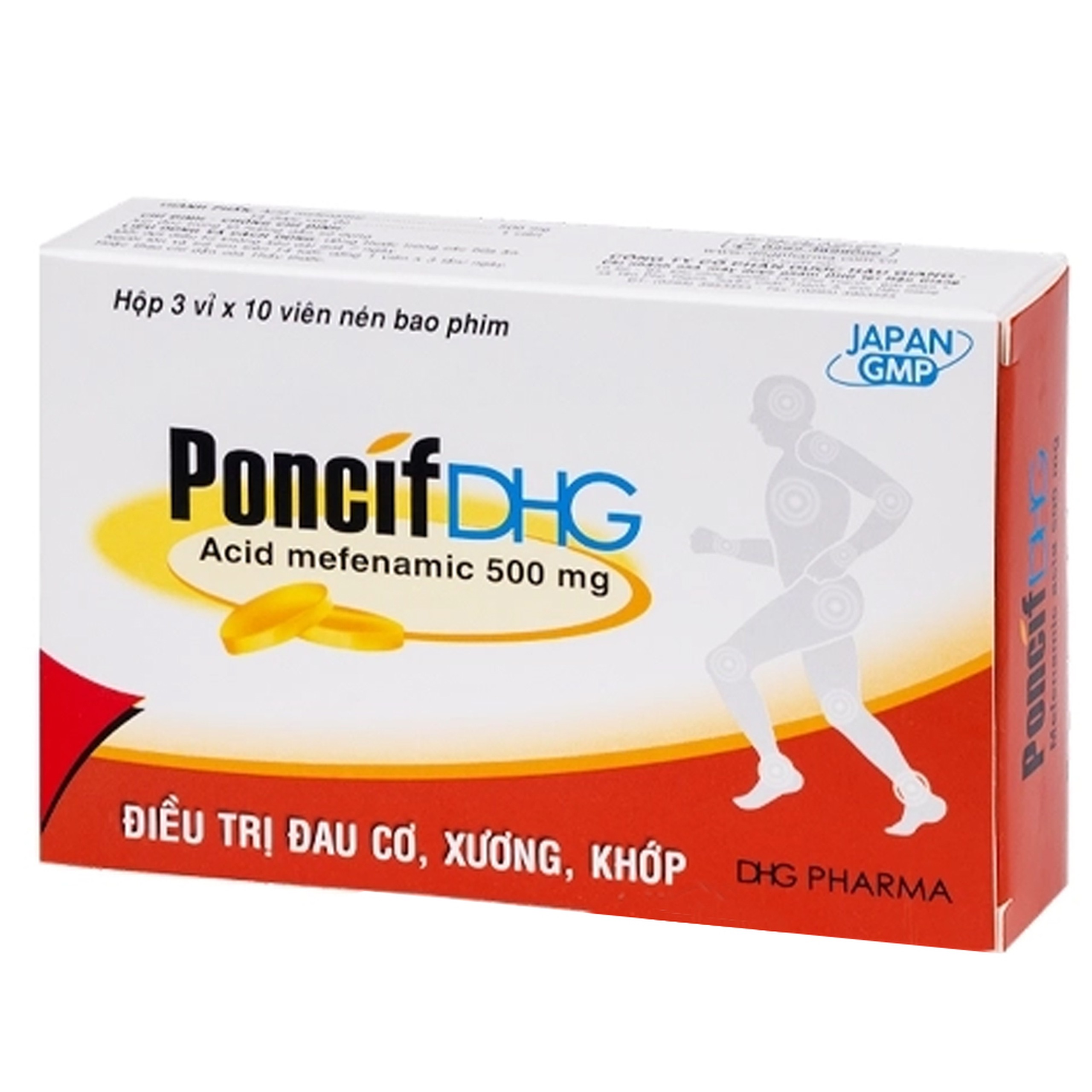 Thuốc Poncif 500mg DHG điều trị giảm đau cơ, đau do chấn thương, đau răng (3 vỉ x 10 viên)