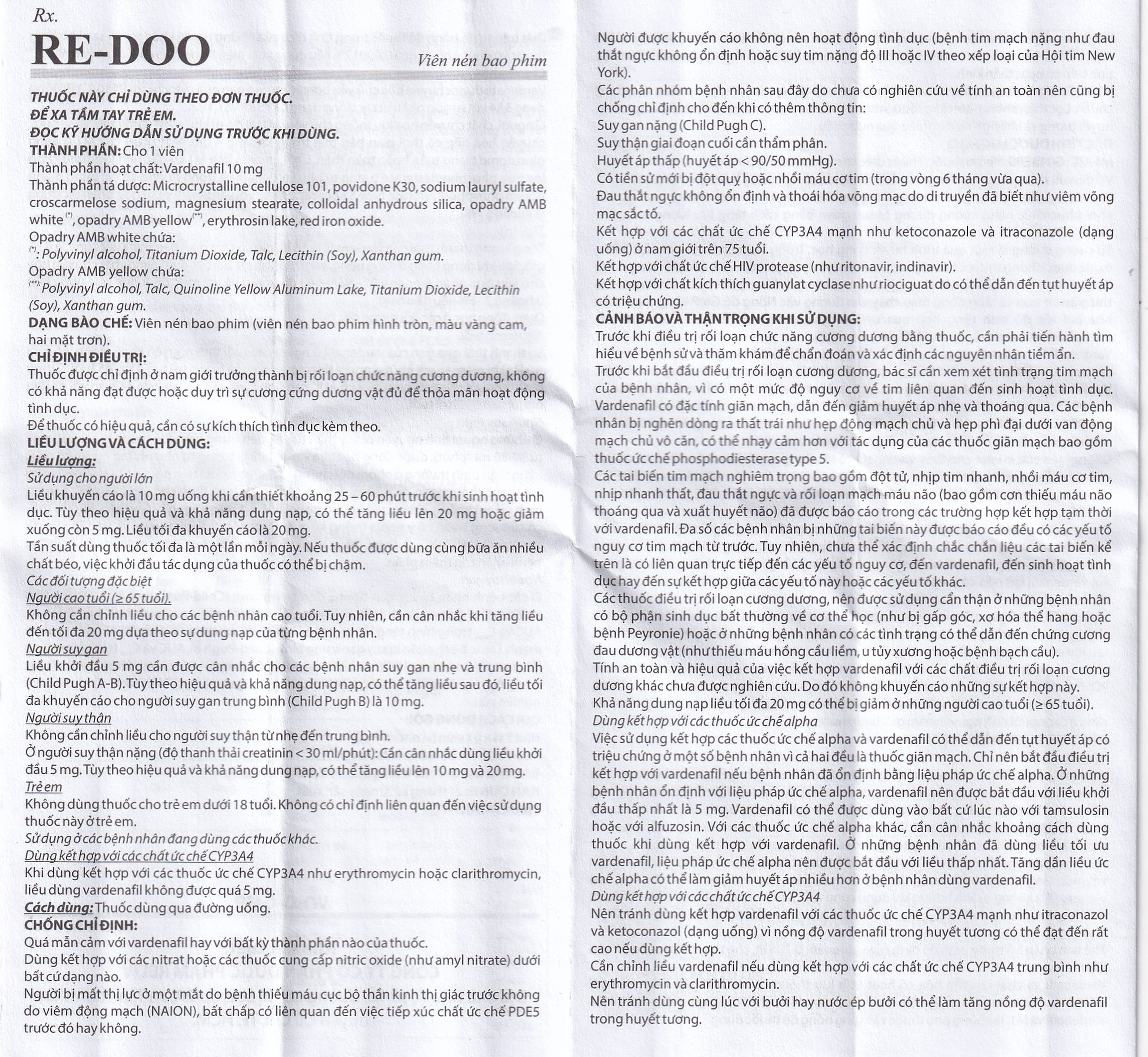 Thuốc Re-Doo 10mg Reliv điều trị rối loạn chức năng cương dương (2 vỉ x 2 viên)