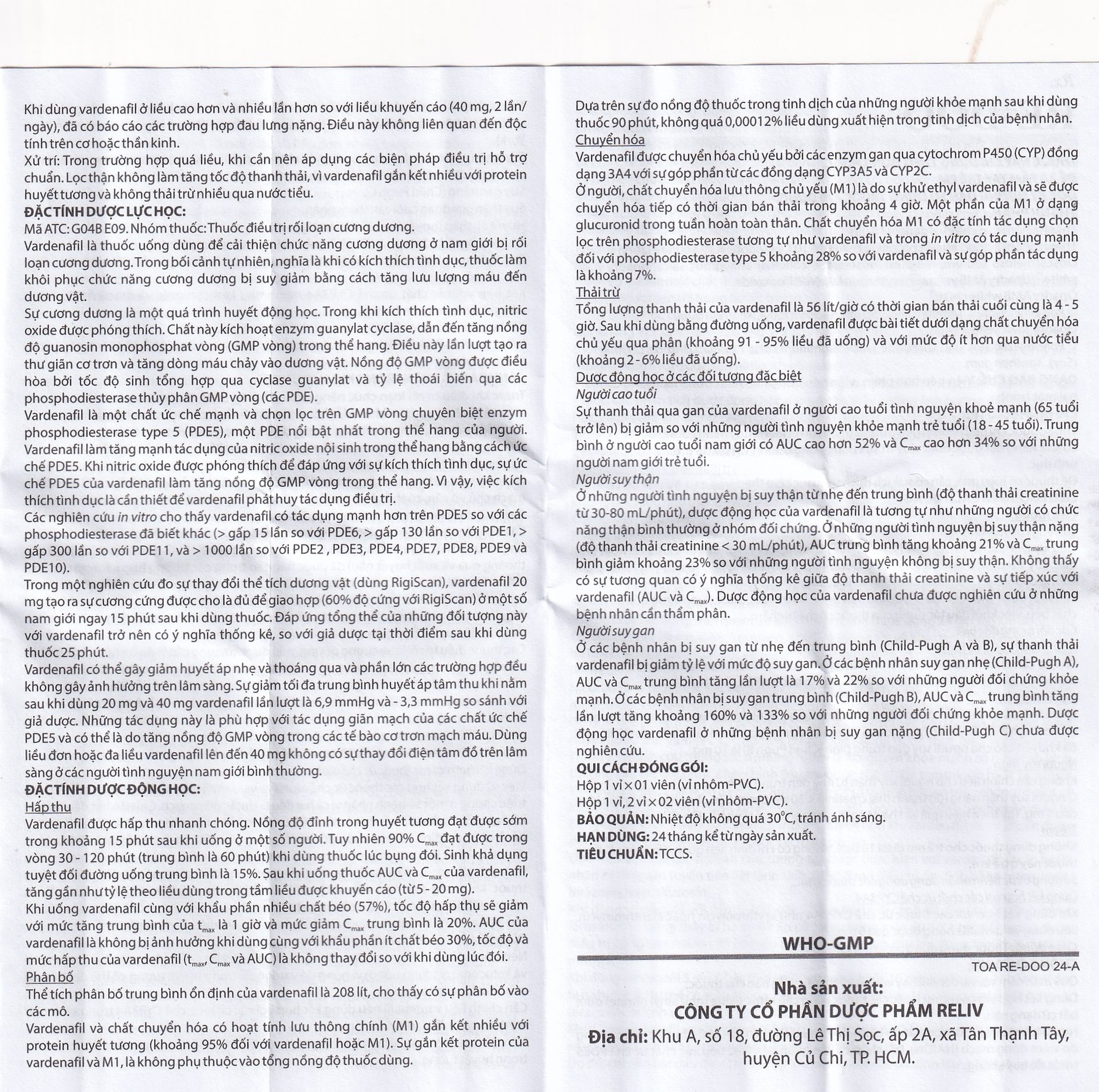 Thuốc Re-Doo 10mg Reliv điều trị rối loạn chức năng cương dương (2 vỉ x 2 viên)