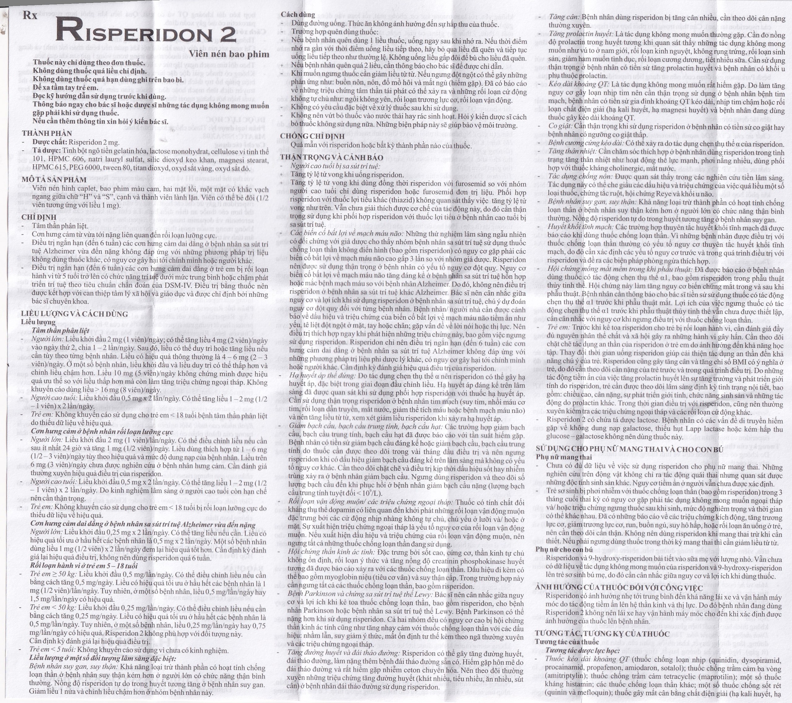 Thuốc Risperidon 2 Hasan điều trị bệnh tâm thần phân liệt (5 vỉ x 10 viên) 