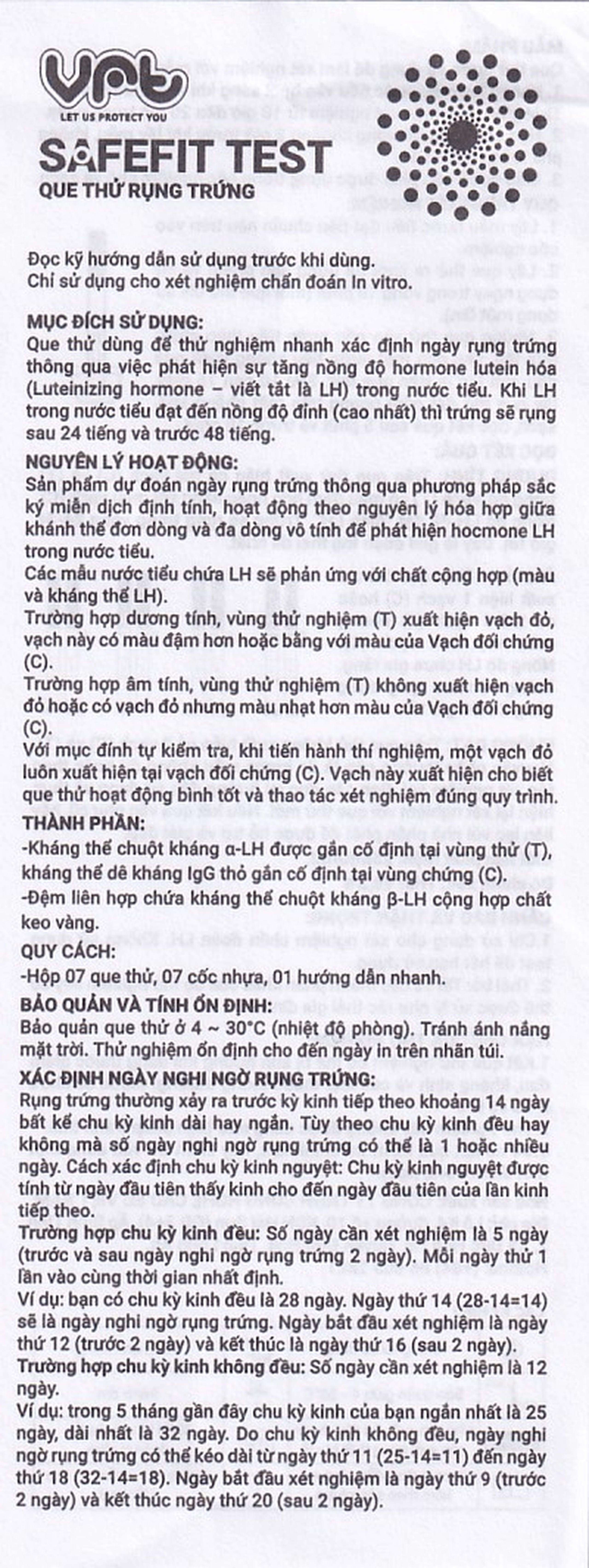 Que thử rụng trứng Safefit test (7 cái) dùng xác định ngày rụng trứng nhanh chóng, đơn giản