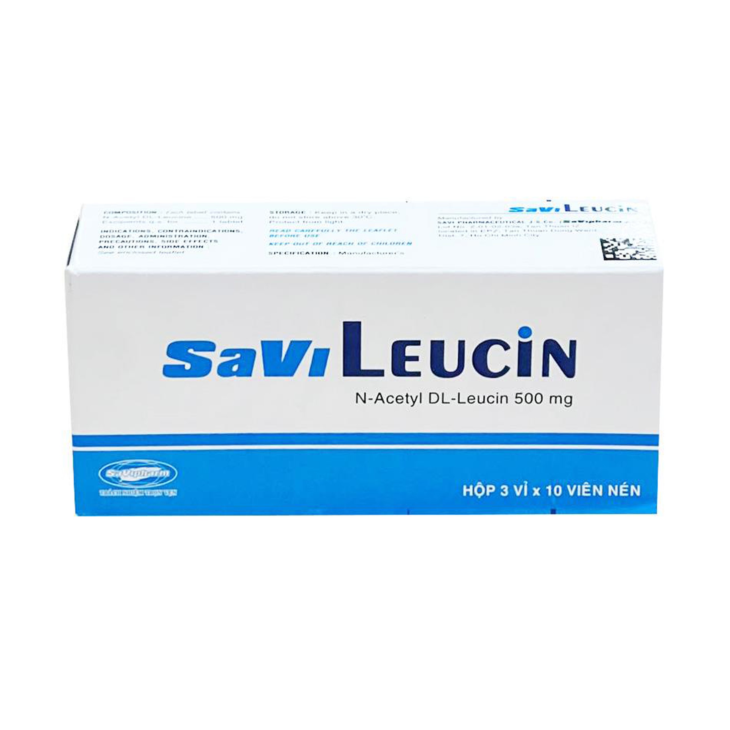 Thuốc Savi Leucin 500mg Savi điều trị triệu chứng cơn chóng mặt (3 vỉ x 10 viên)