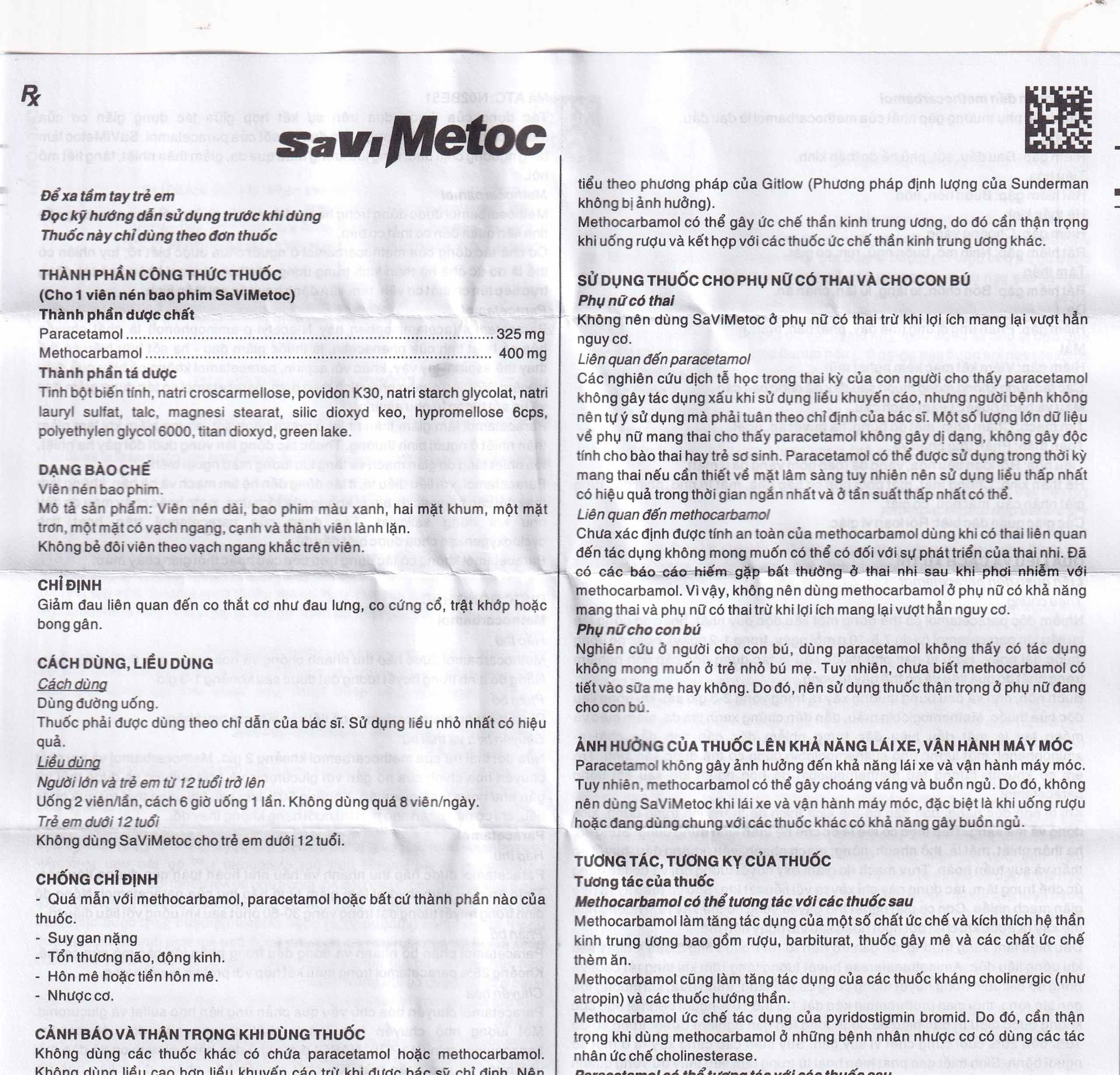 Thuốc SaViMetoc giảm đau do co thắt cơ (3 vỉ x 10 viên)