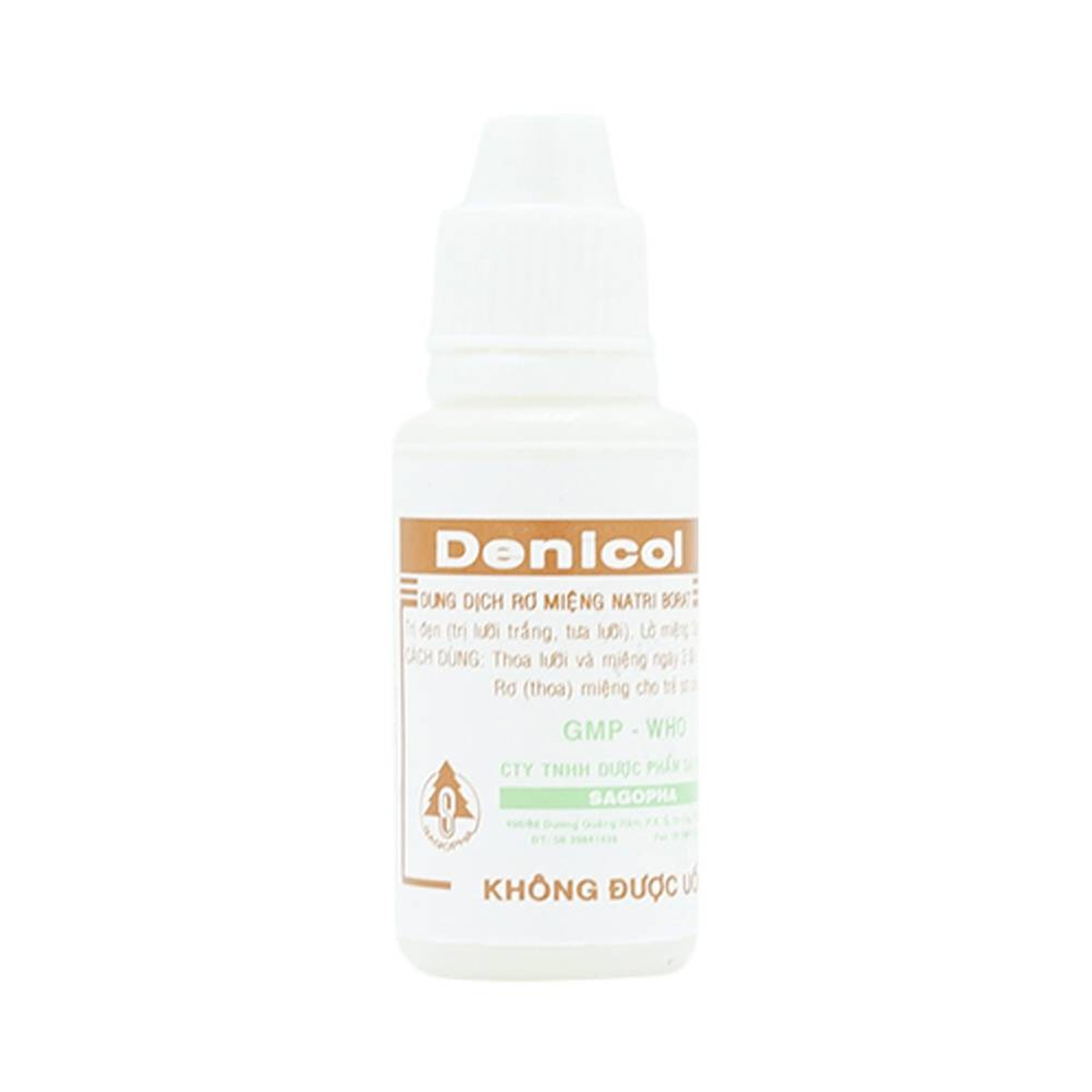 Dung dịch rơ miệng Denicol 20% Sagopha điều trị tưa lưỡi, lở miệng, sưng lợi (15ml)