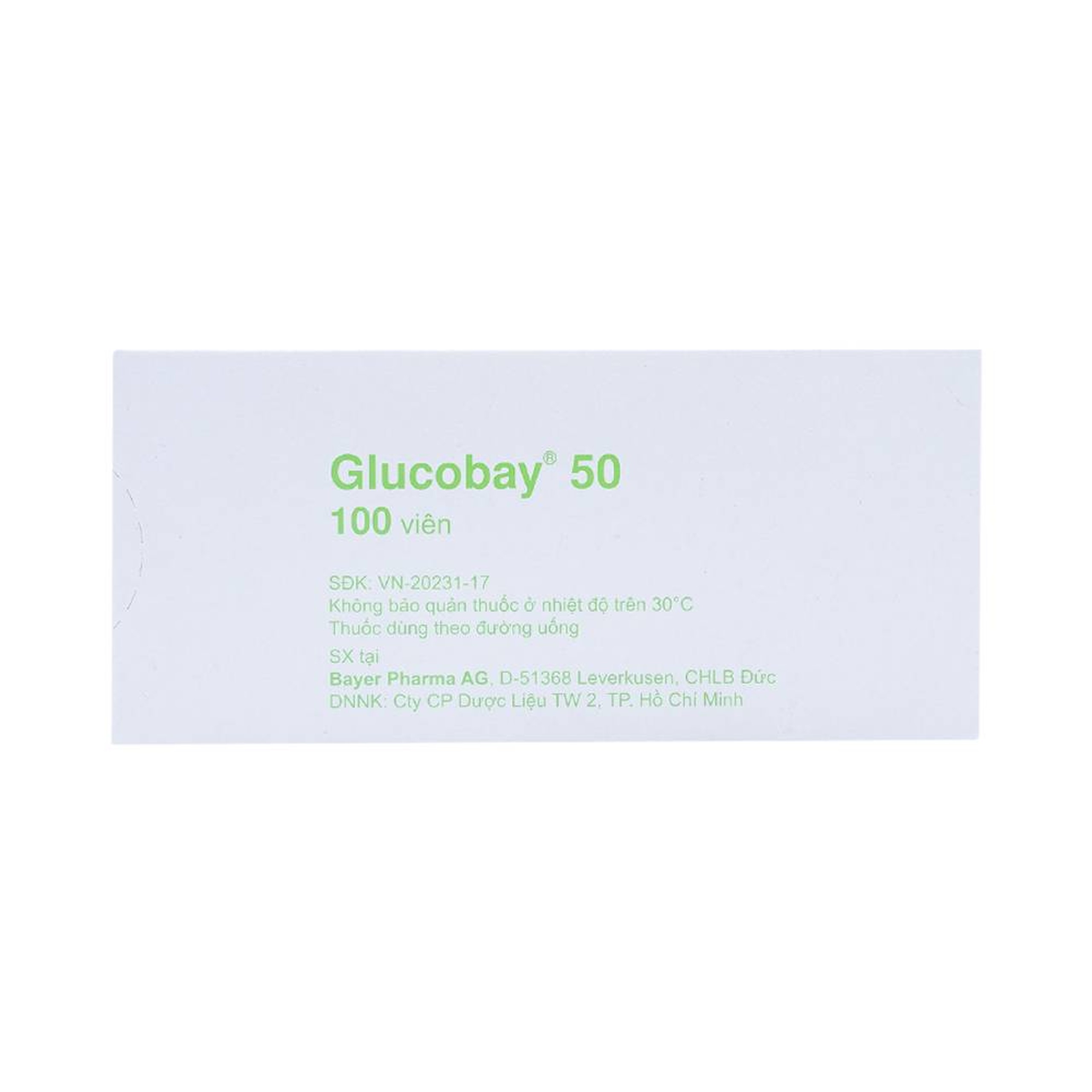 Thuốc Glucobay 50 điều trị kết hợp chế độ ăn kiêng cho bệnh nhân đái tháo đường (10 vỉ x 10 viên)