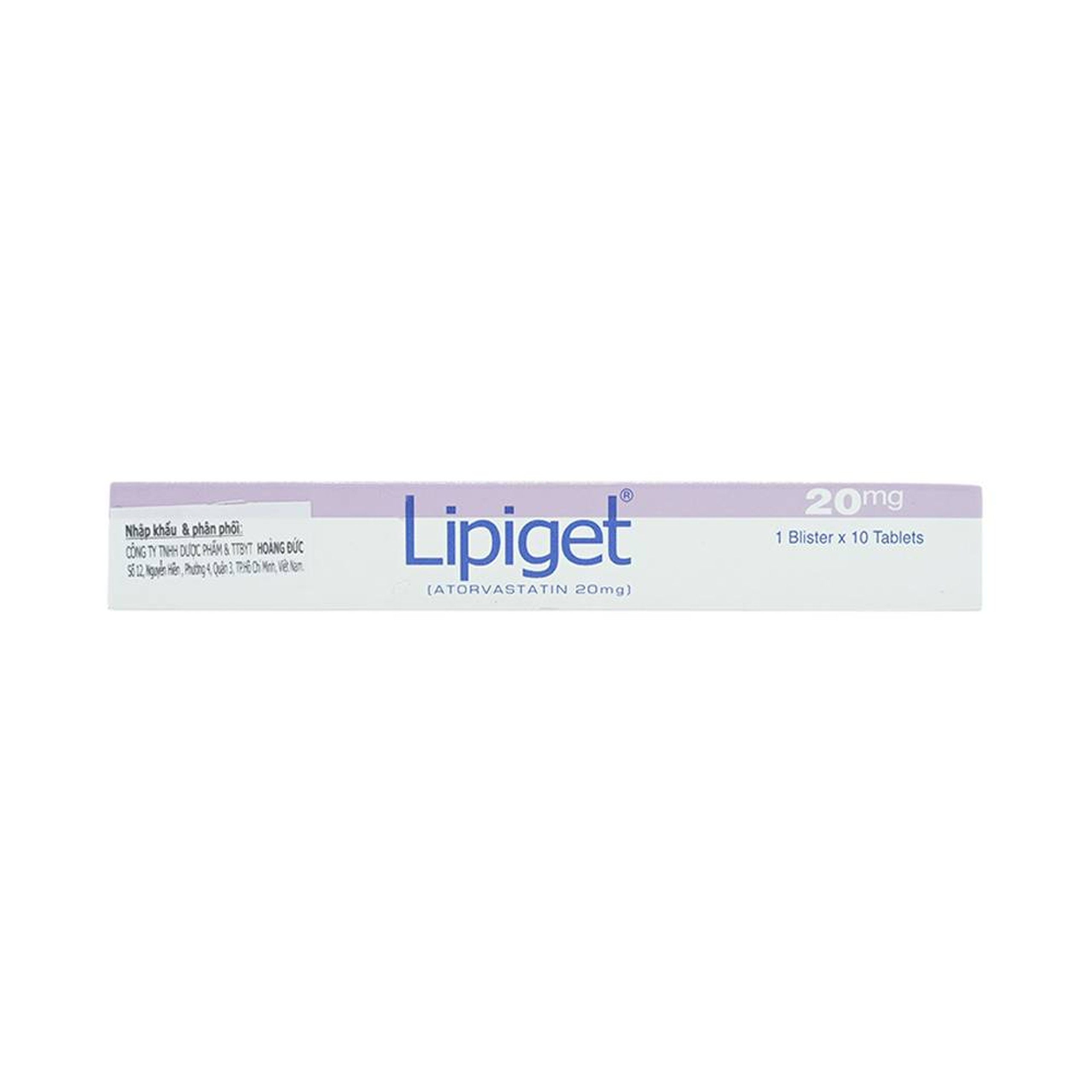 Thuốc Lipiget 20mg Getz hỗ trợ chế độ ăn kiêng trong giảm cholesterol toàn phần (1 vỉ x 10 viên)