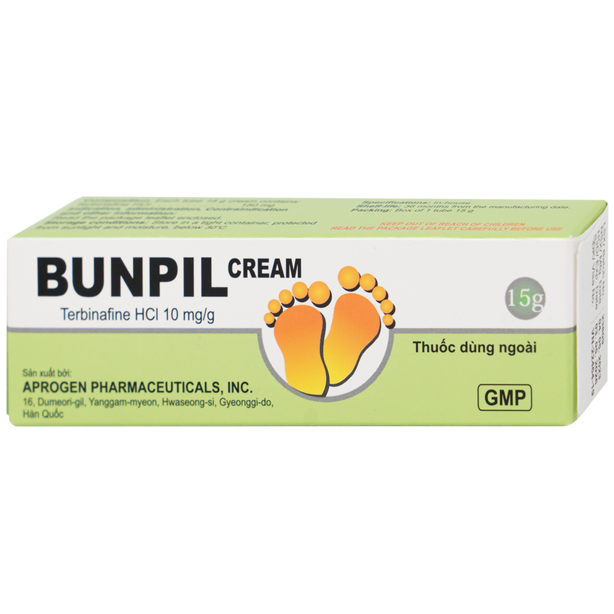 Kem bôi ngoài da Bunpil 10mg Aprogen điều trị nấm da, lang ben (15g)