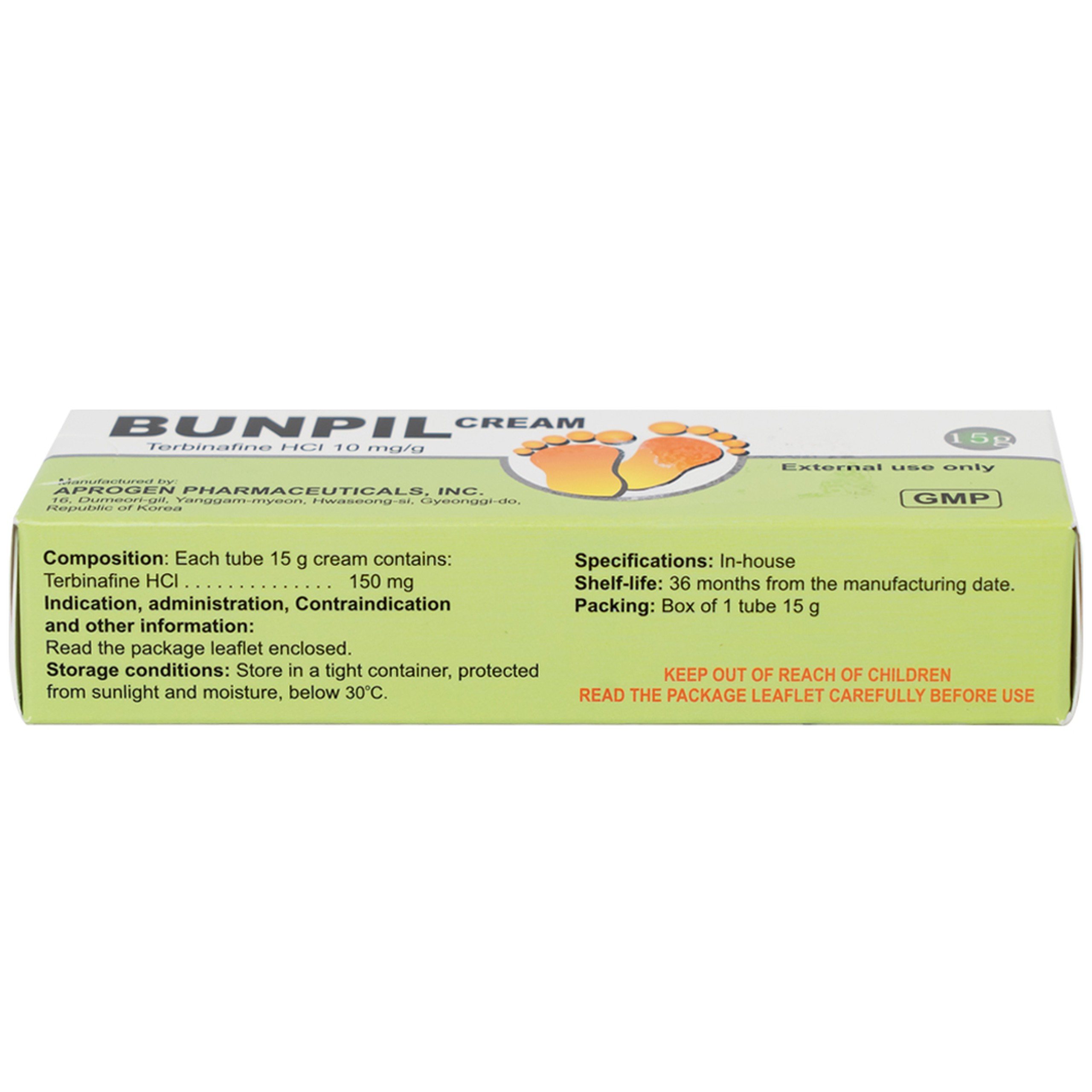 Kem bôi ngoài da Bunpil 10mg Aprogen điều trị nấm da, lang ben (15g)