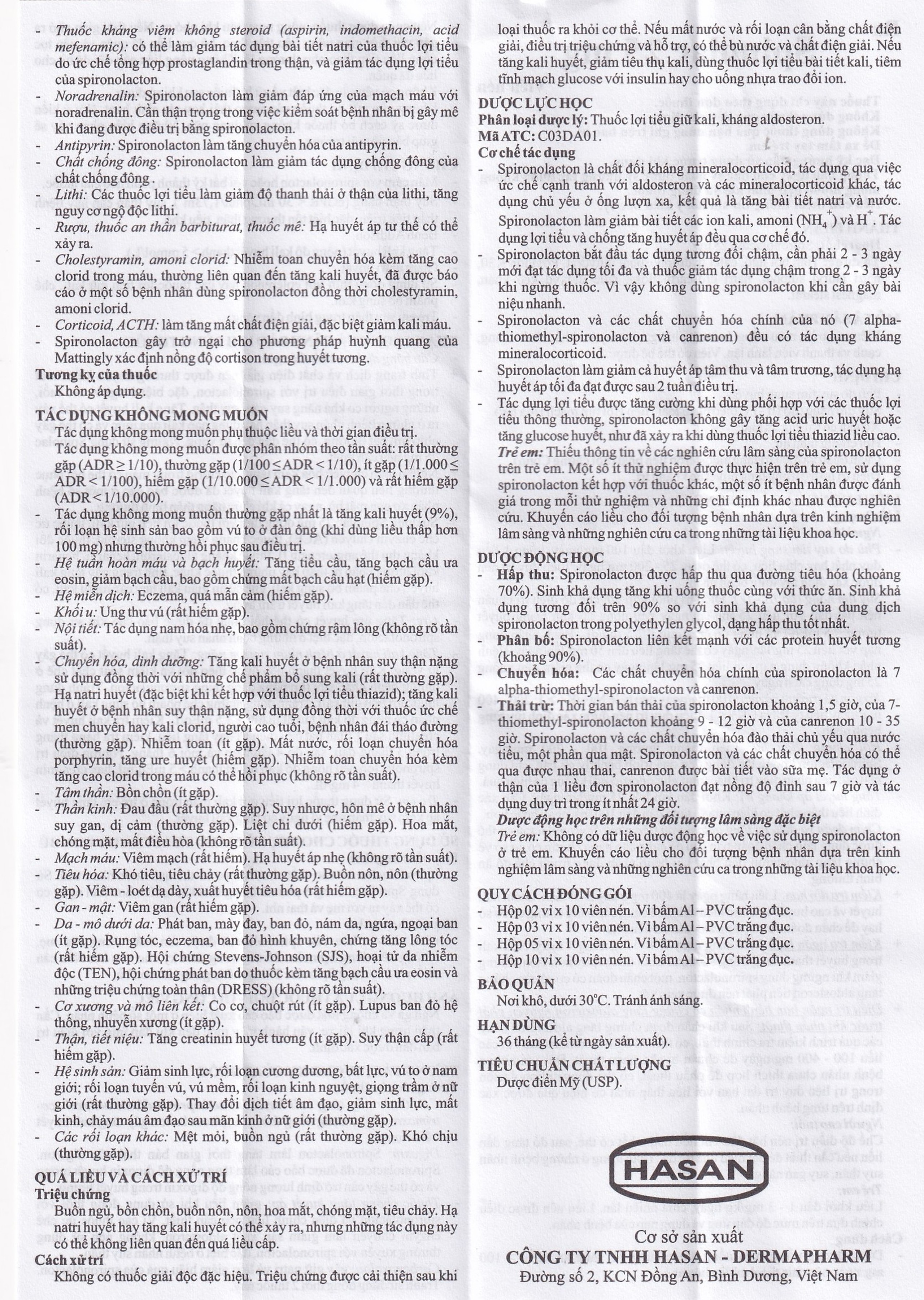 Thuốc Spinolac 25mg Hasan điều trị phù do tim sung huyết (10 vỉ x 10 viên) 