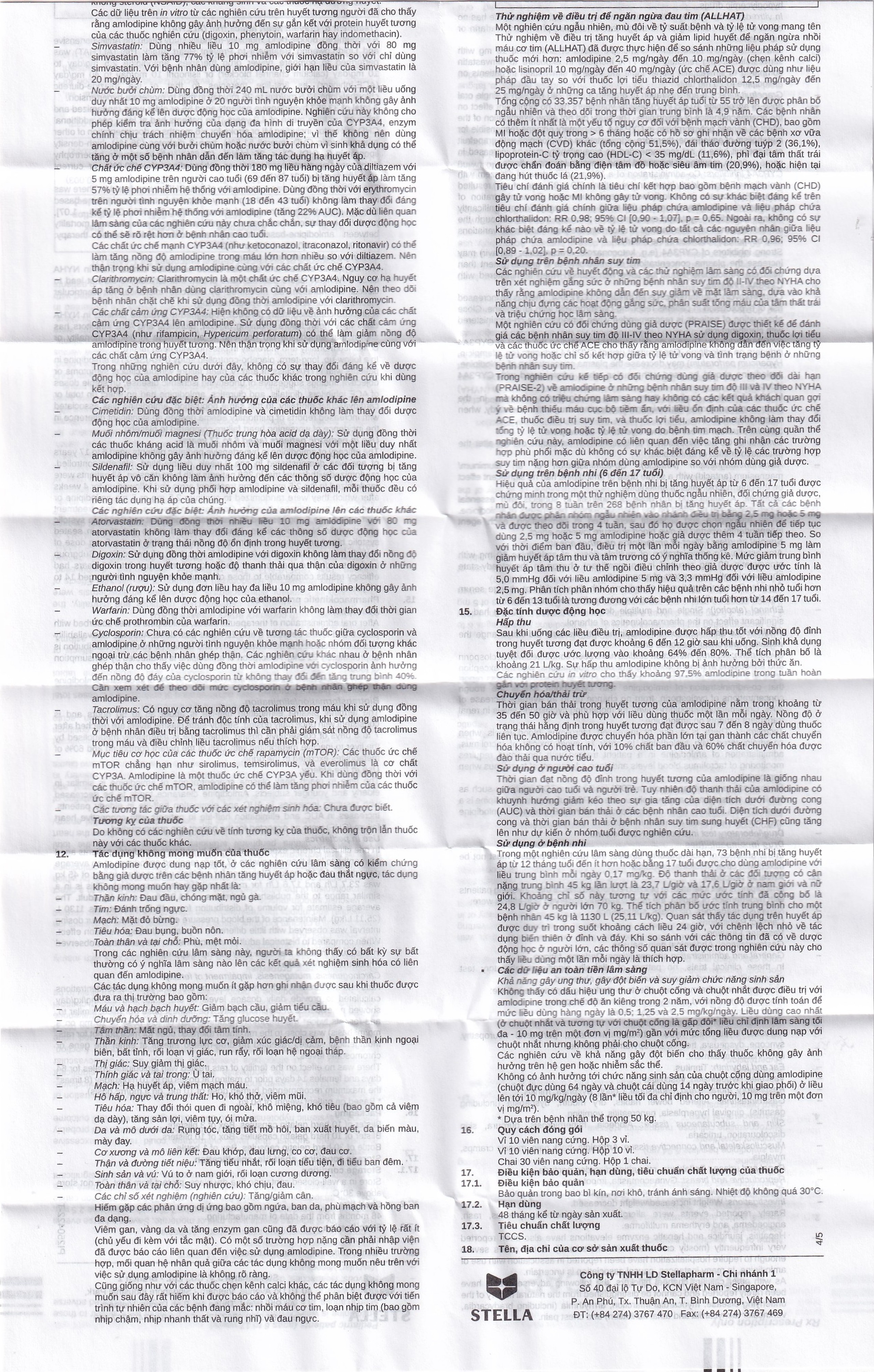 Thuốc Stadovas 5 CAP Stella điều trị tăng huyết áp, đau thắt ngực mạn tính ổn định (3 vỉ x 10 viên)