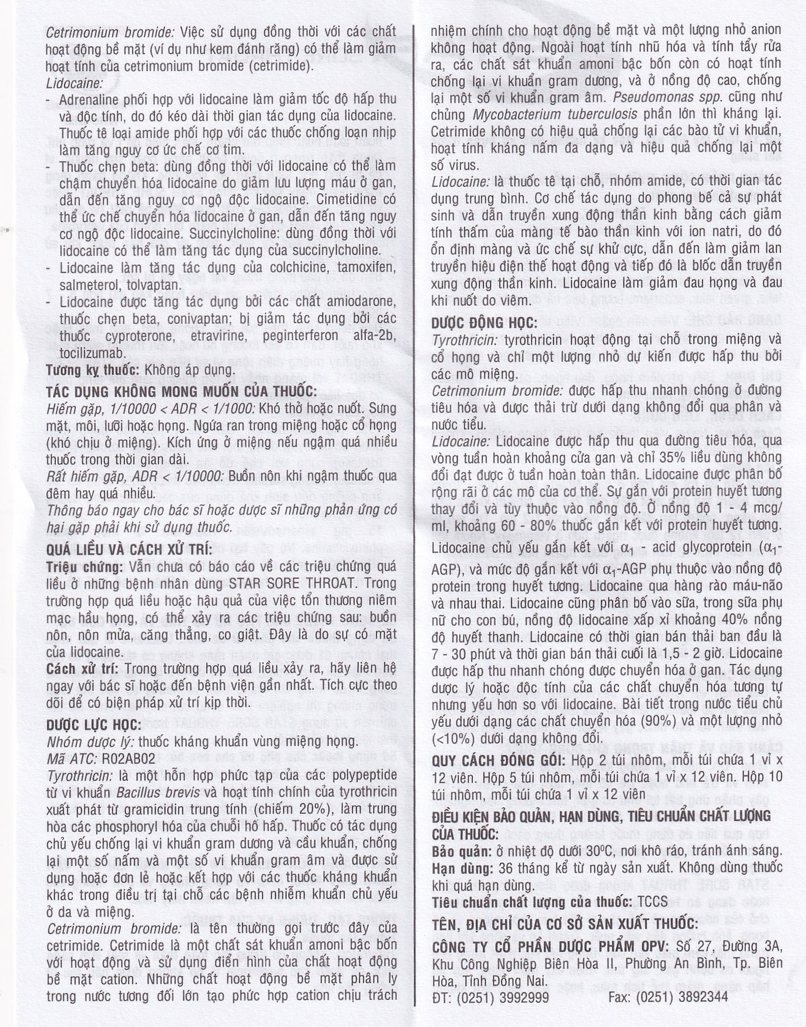 Viên ngậm Star Sore Throat OPV không đường điều trị đau họng, viêm họng (2 vỉ x 12 viên)