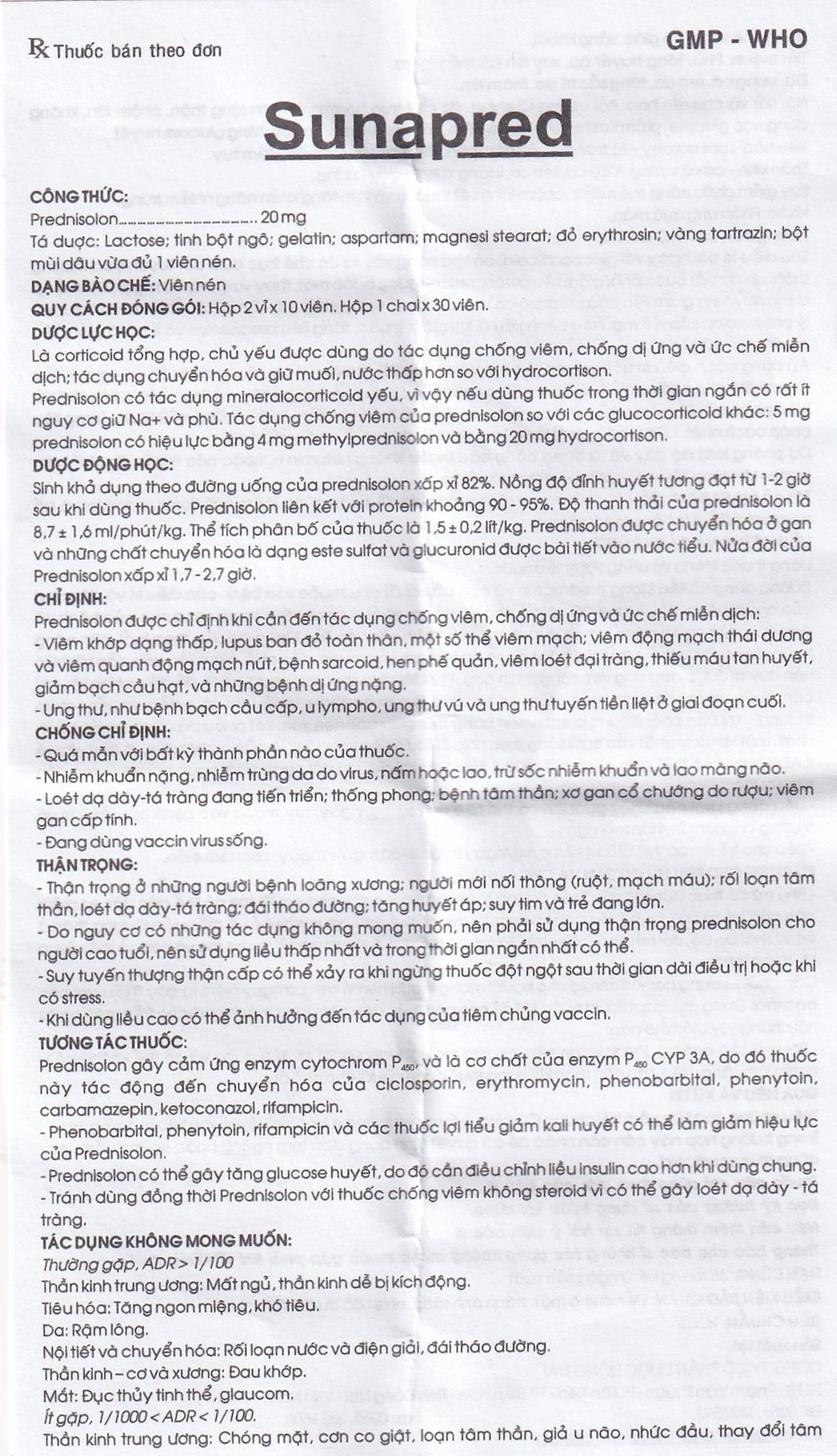 Thuốc Sunapred 20mg Donaipharm chống viêm, chống dị ứng (30 viên) 