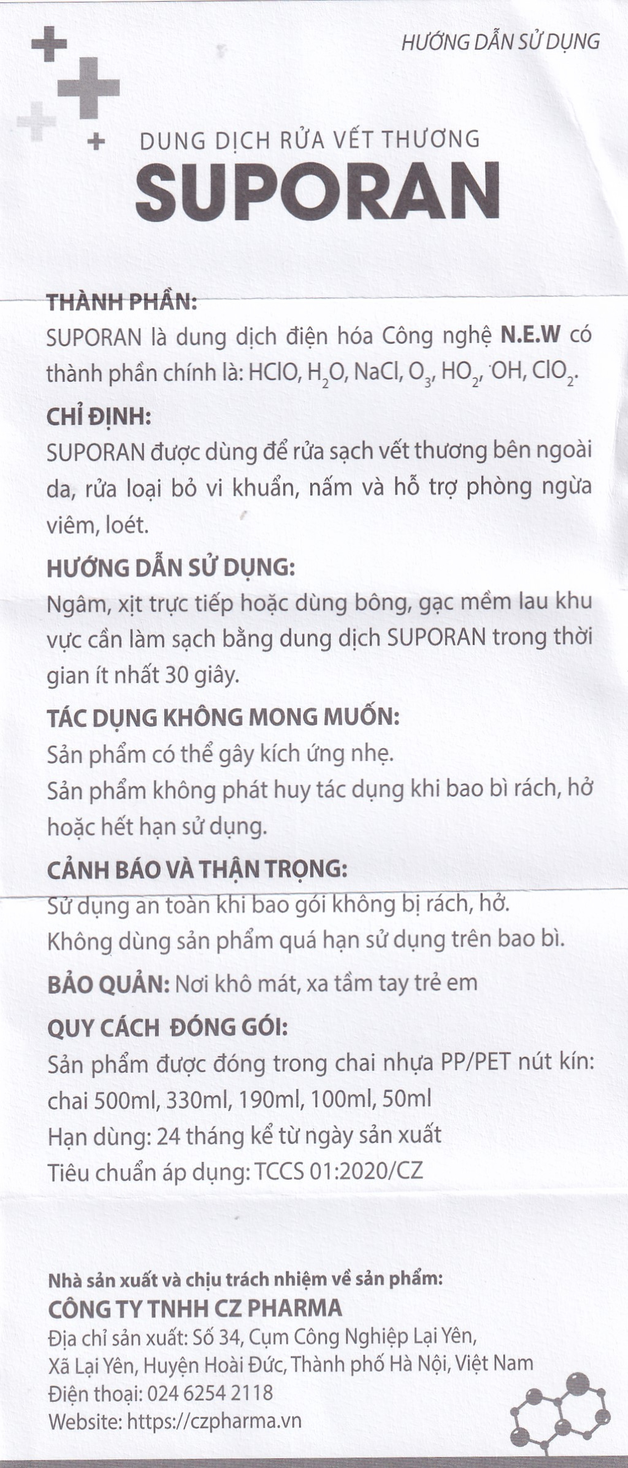 Xịt rửa vết thương Suporan 190ml làm sạch vết thương ngoài da, hỗ trợ phòng ngừa viêm, loét