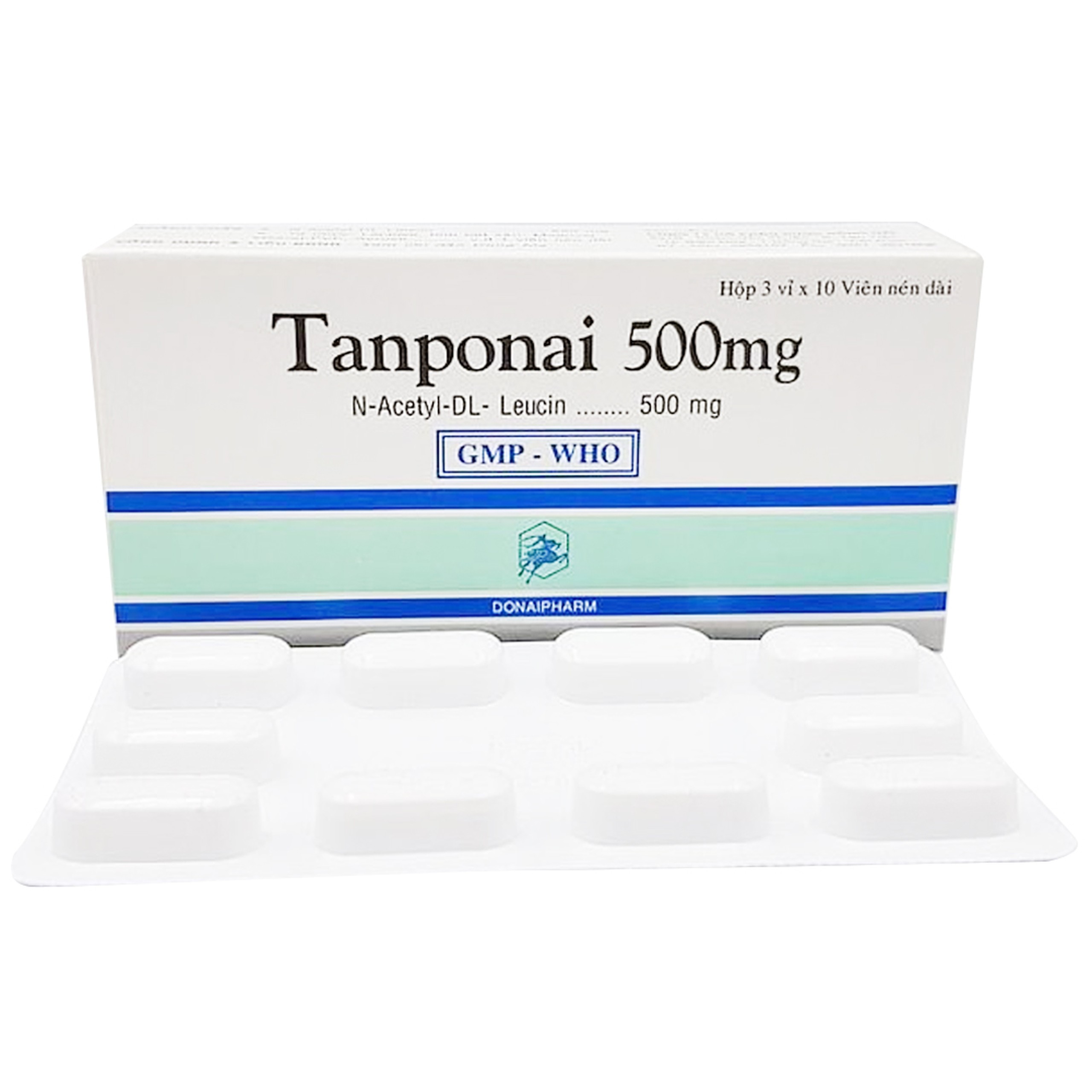 Thuốc Tanponai 500mg Donaipharm điều trị triệu chứng các cơn chóng mặt (3 vỉ x 10 viên)