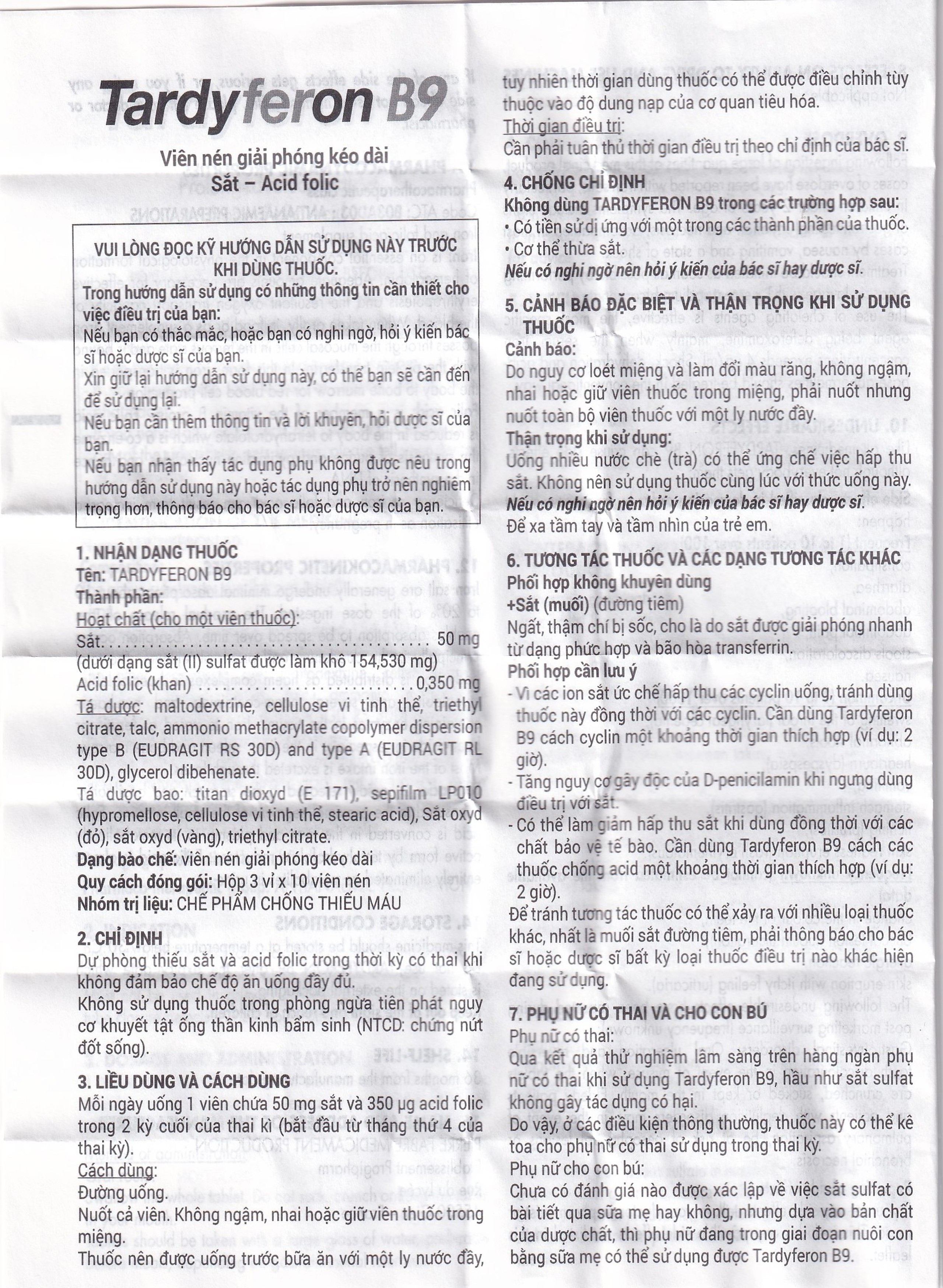Thuốc Tardyferon B9 Pierre Fabre dự phòng thiếu sắt, acid folic cho phụ nữ có thai (3 vỉ x 10 viên)