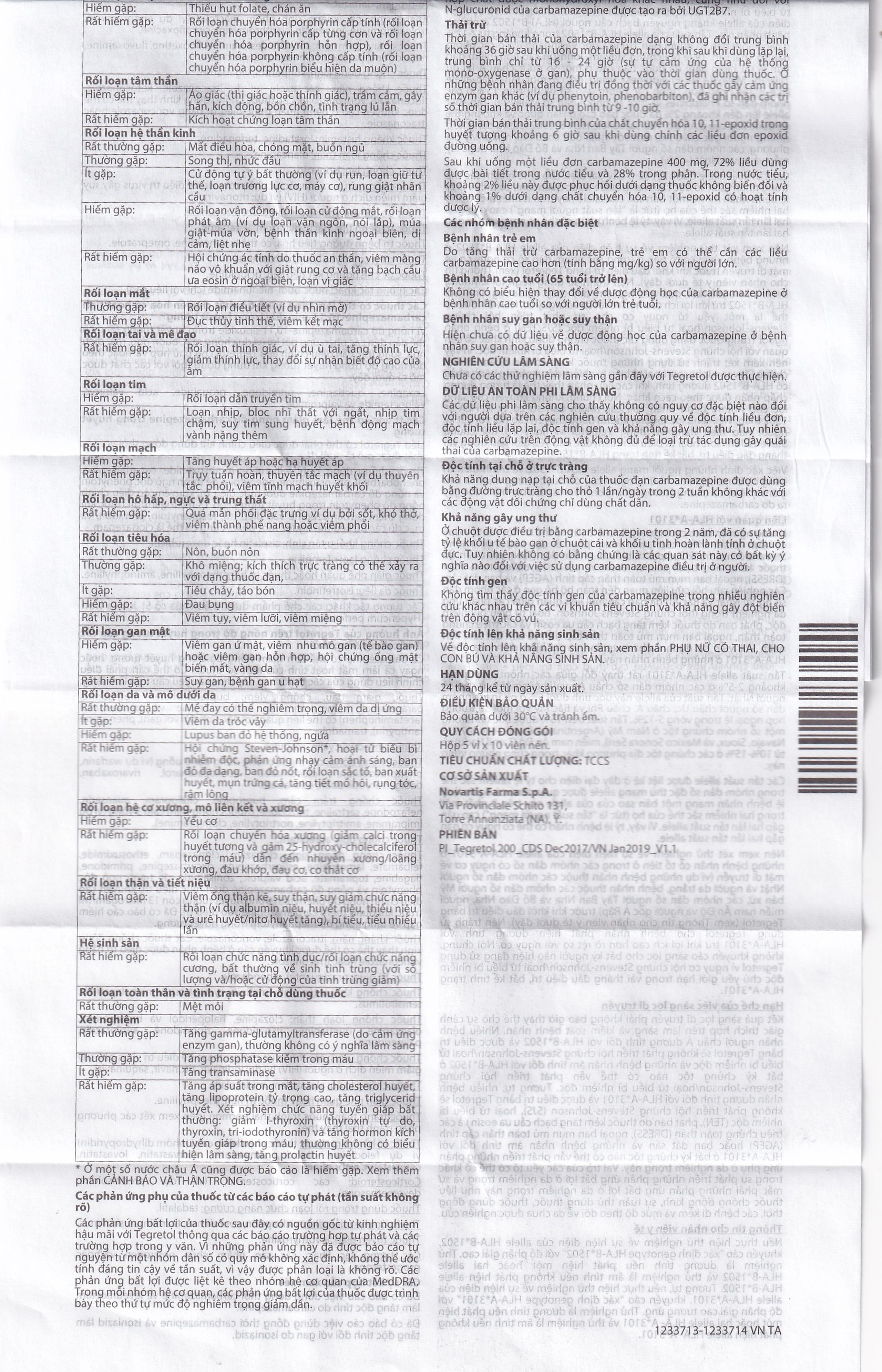 Thuốc Tegretol 200 Novartis điều trị bệnh động kinh (5 vỉ x 10 viên)