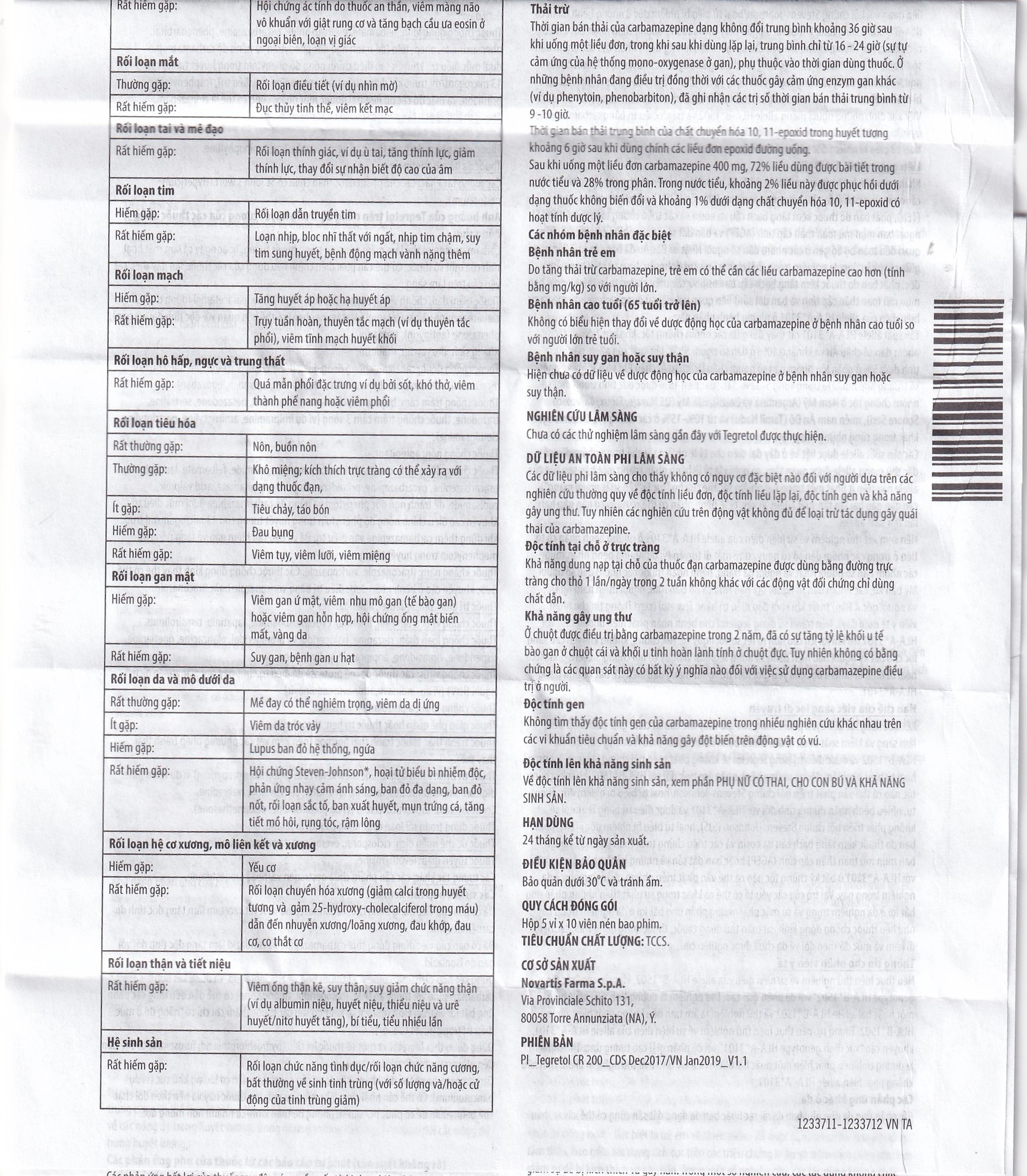 Thuốc Tegretol CR 200 điều trị bệnh động kinh (5 vỉ x 10 viên)