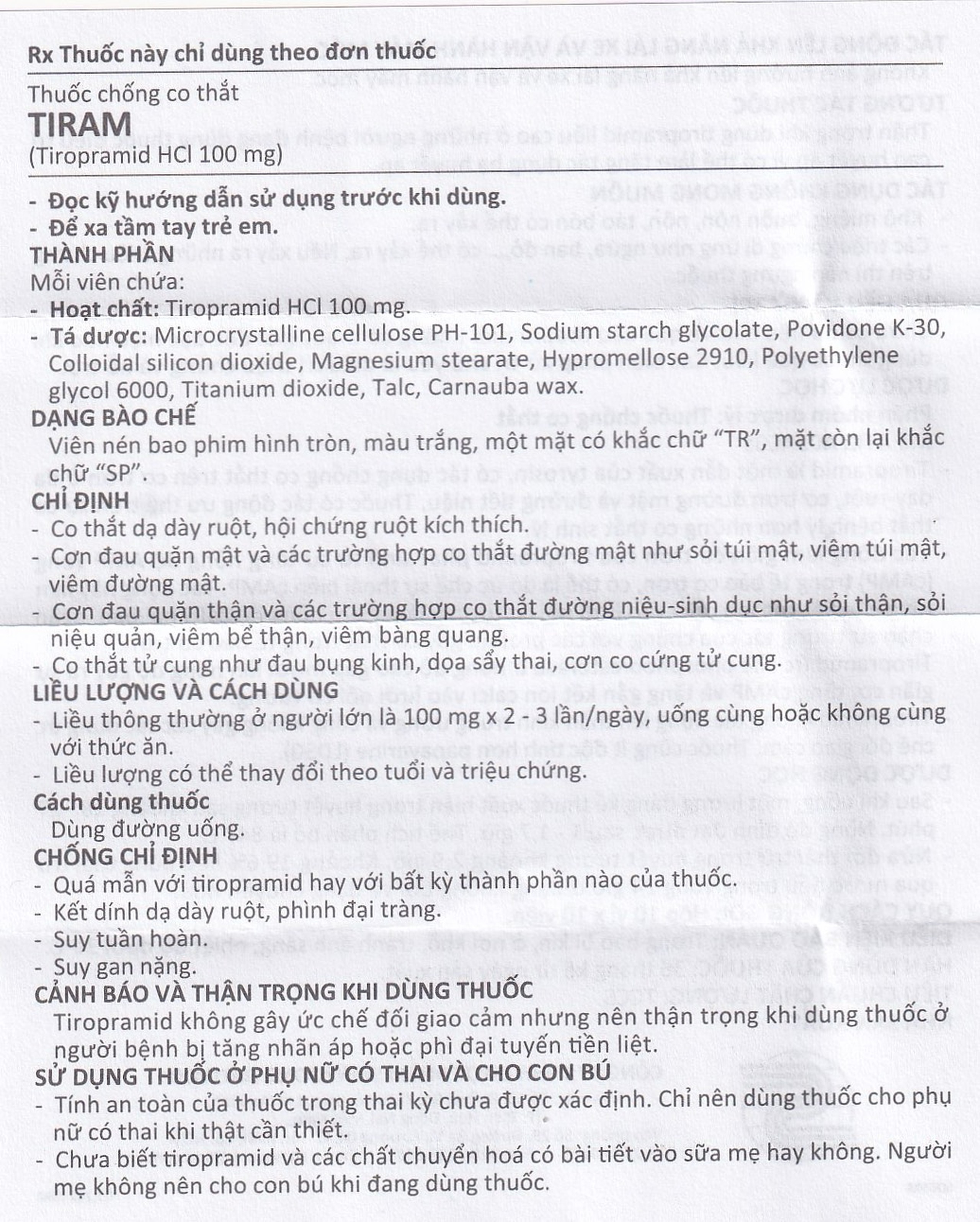 Thuốc Tiram 100mg Shinpoong Deawoo điều trị co thắt dạ dày ruột (10 vỉ x 10 viên)