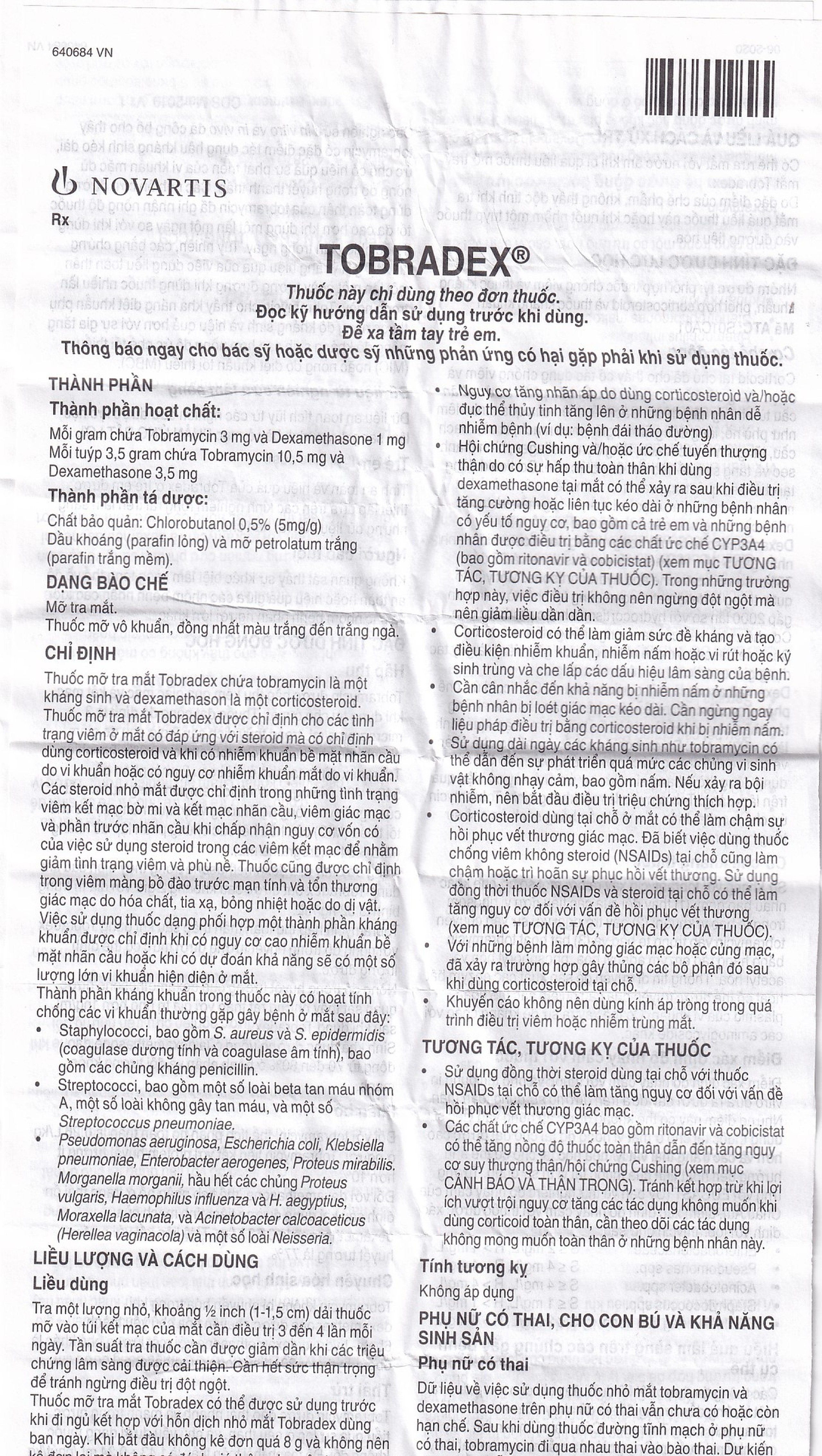 Thuốc mỡ tra mắt TobraDex Alcon điều trị viêm và nhiễm khuẩn (3,5g)