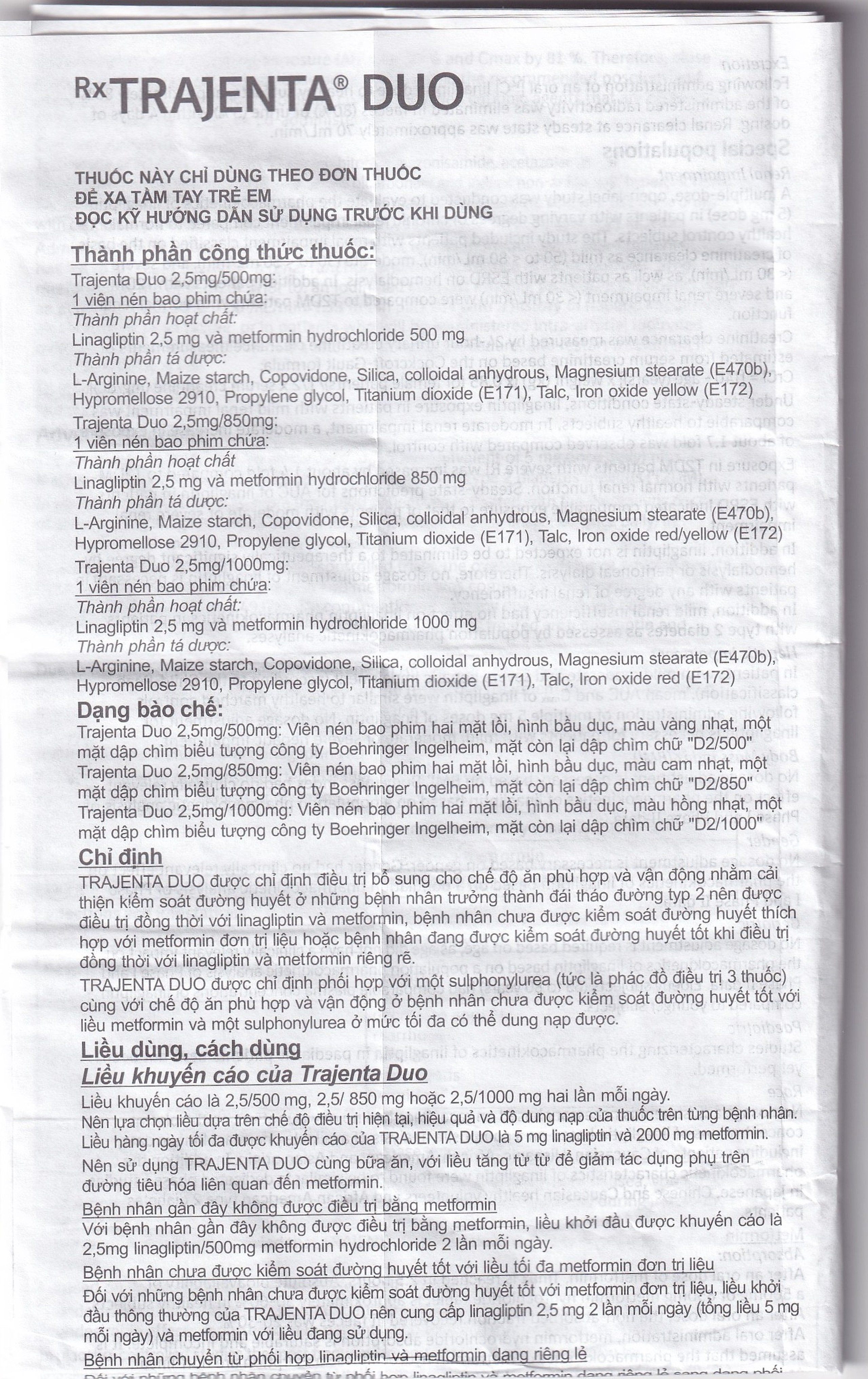 Thuốc Trajenta Duo 2.5mg/850mg Boehringer điều trị đái tháo đường típ 2 (14 viên)