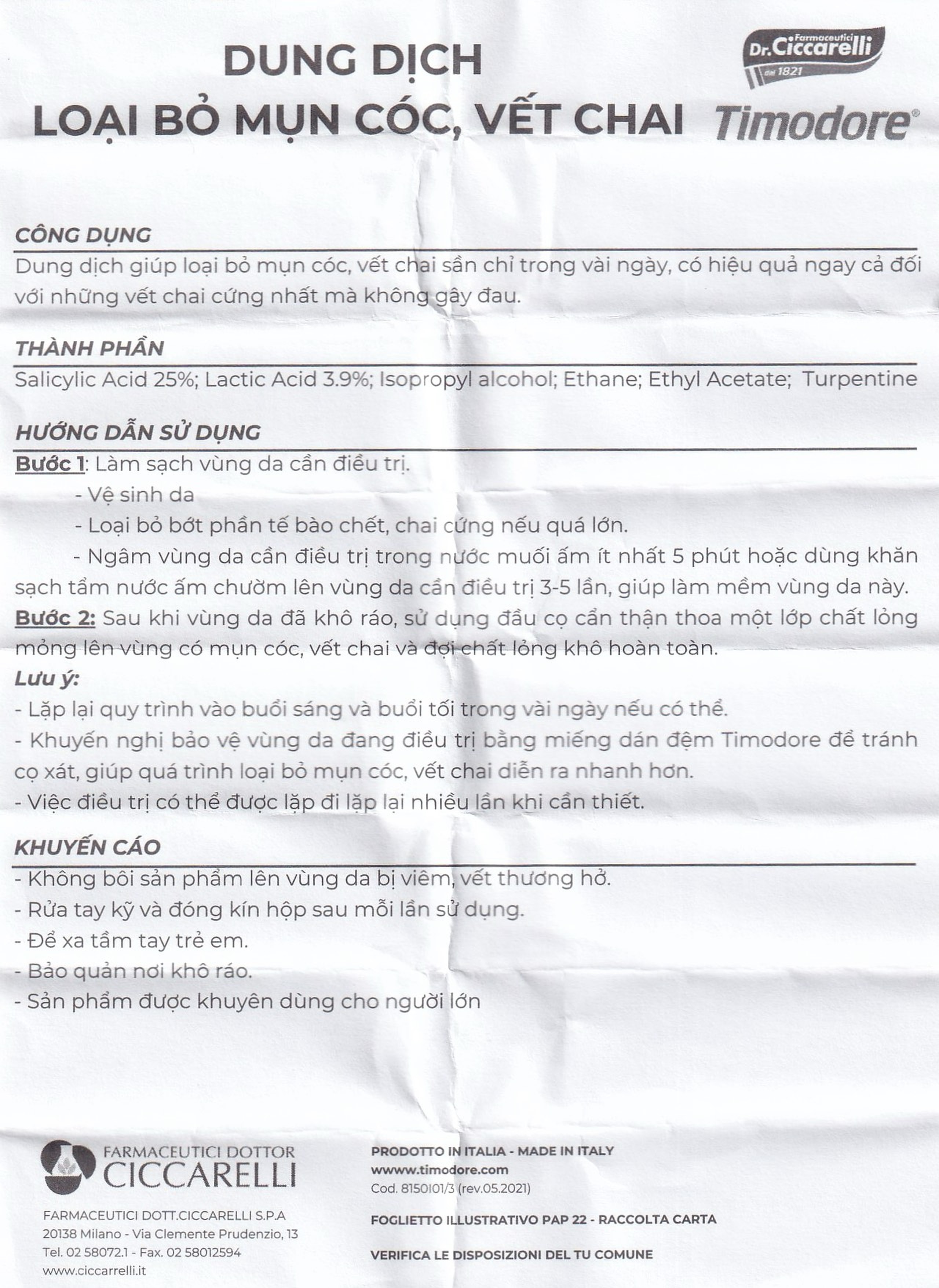 Dung dịch bôi mụn cóc Timodore 12ml hỗ trợ loại bỏ mụn cóc, vết chai sần