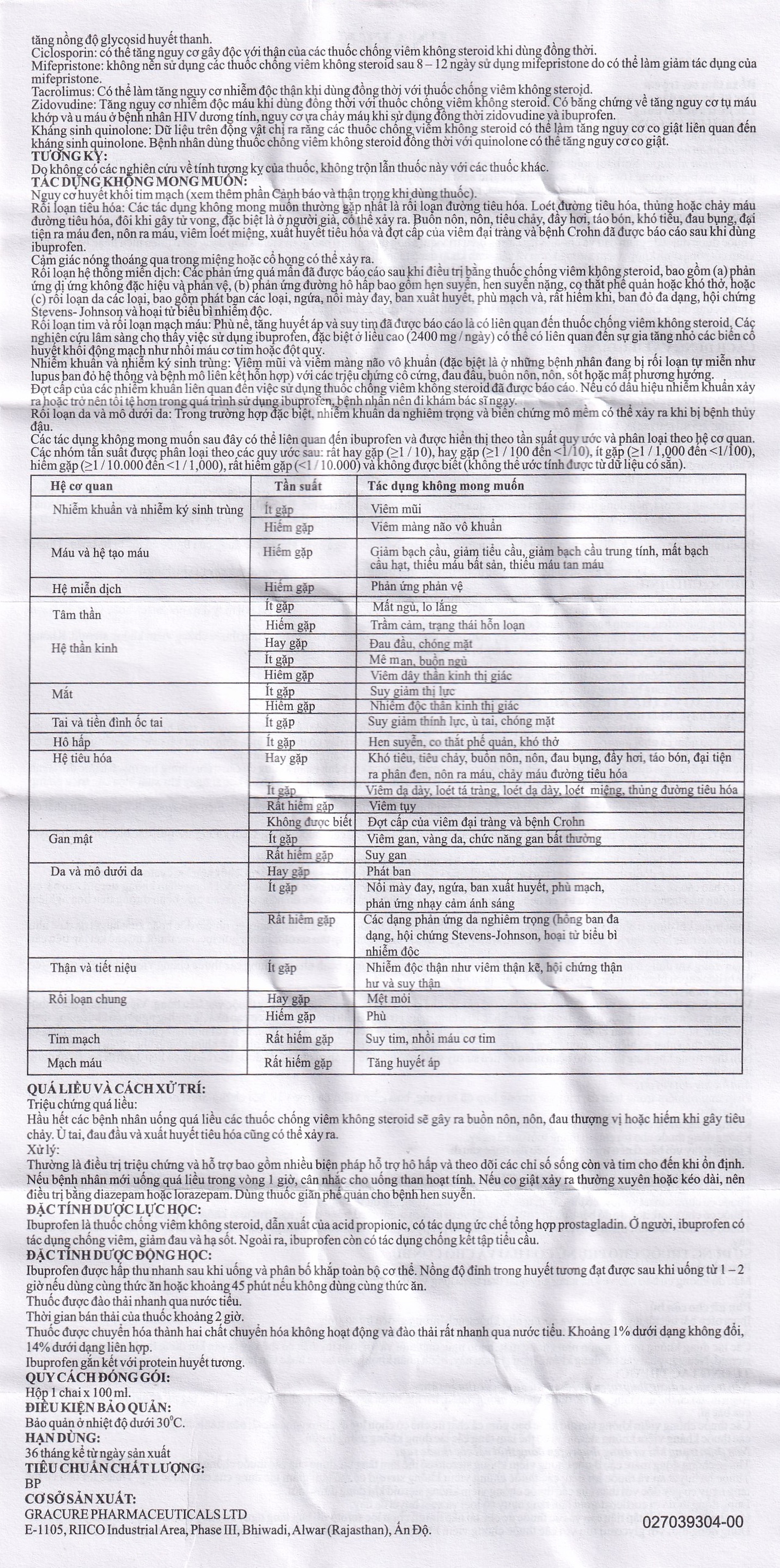 Dung dịch uống Unafen 100mg/5ml Gracure giảm đau, kháng viêm, hạ sốt (100ml)