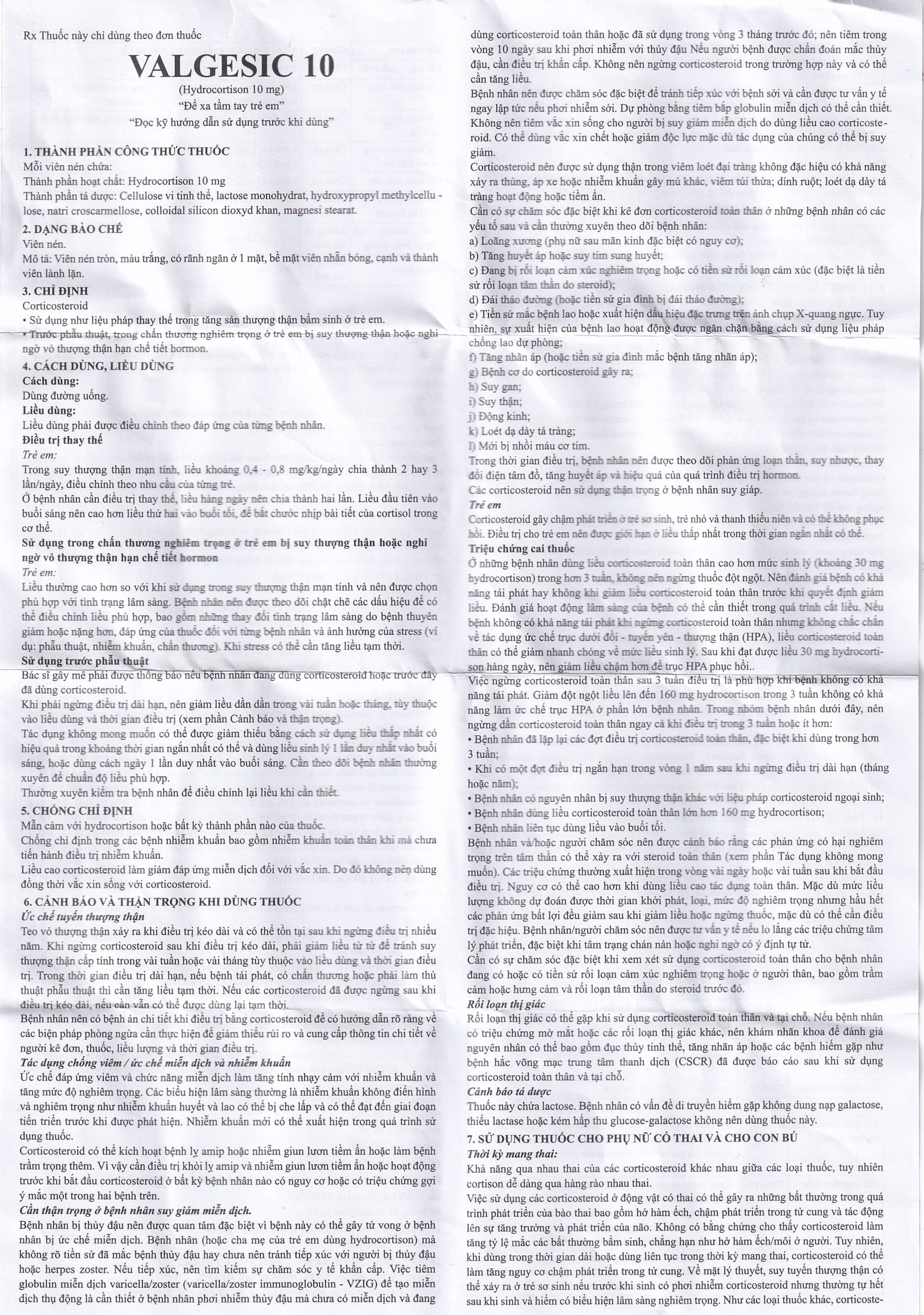 Thuốc Valgesic 10 CT Pharma liệu pháp thay thế tăng sản lượng thận ở trẻ (6 vỉ x 10 viên)