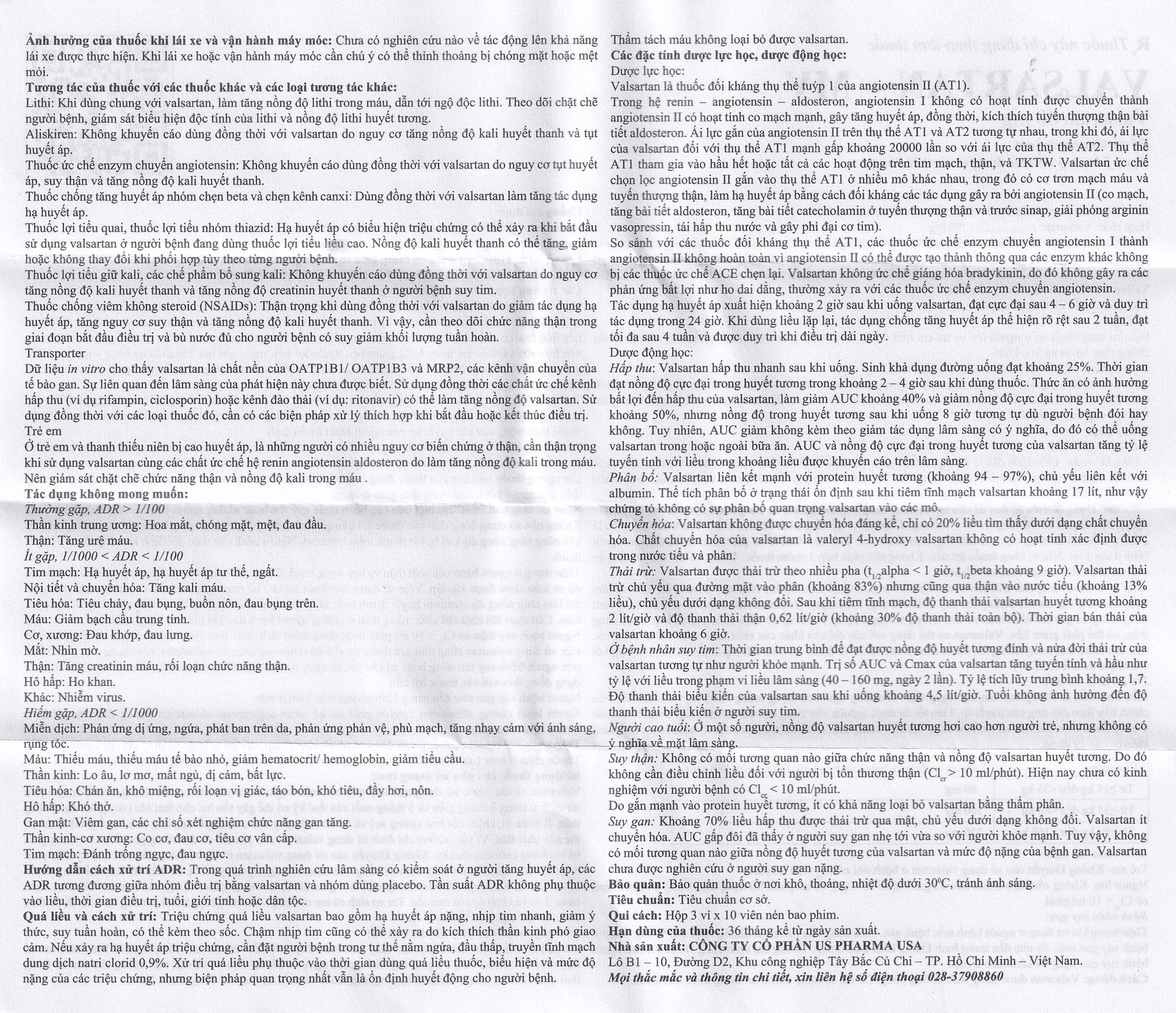 Thuốc Valsartan-MV 80mg USP điều trị bệnh tăng huyết áp và suy tim (3 vỉ x 10 viên)