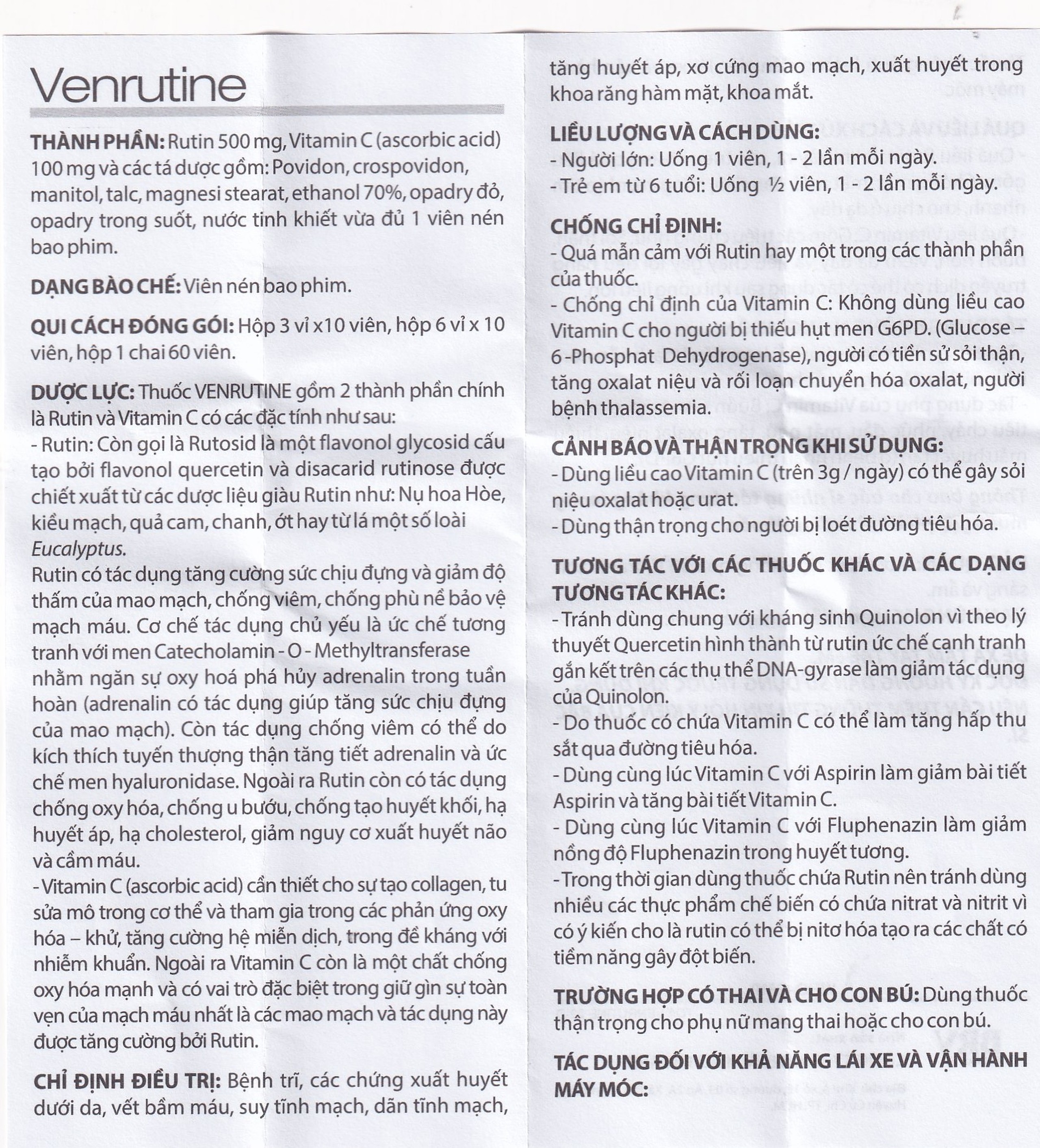 Thuốc Venrutine 500mg/100mg BRV điều trị bệnh trĩ, các chứng xuất huyết dưới da (3 vỉ x 10 viên)