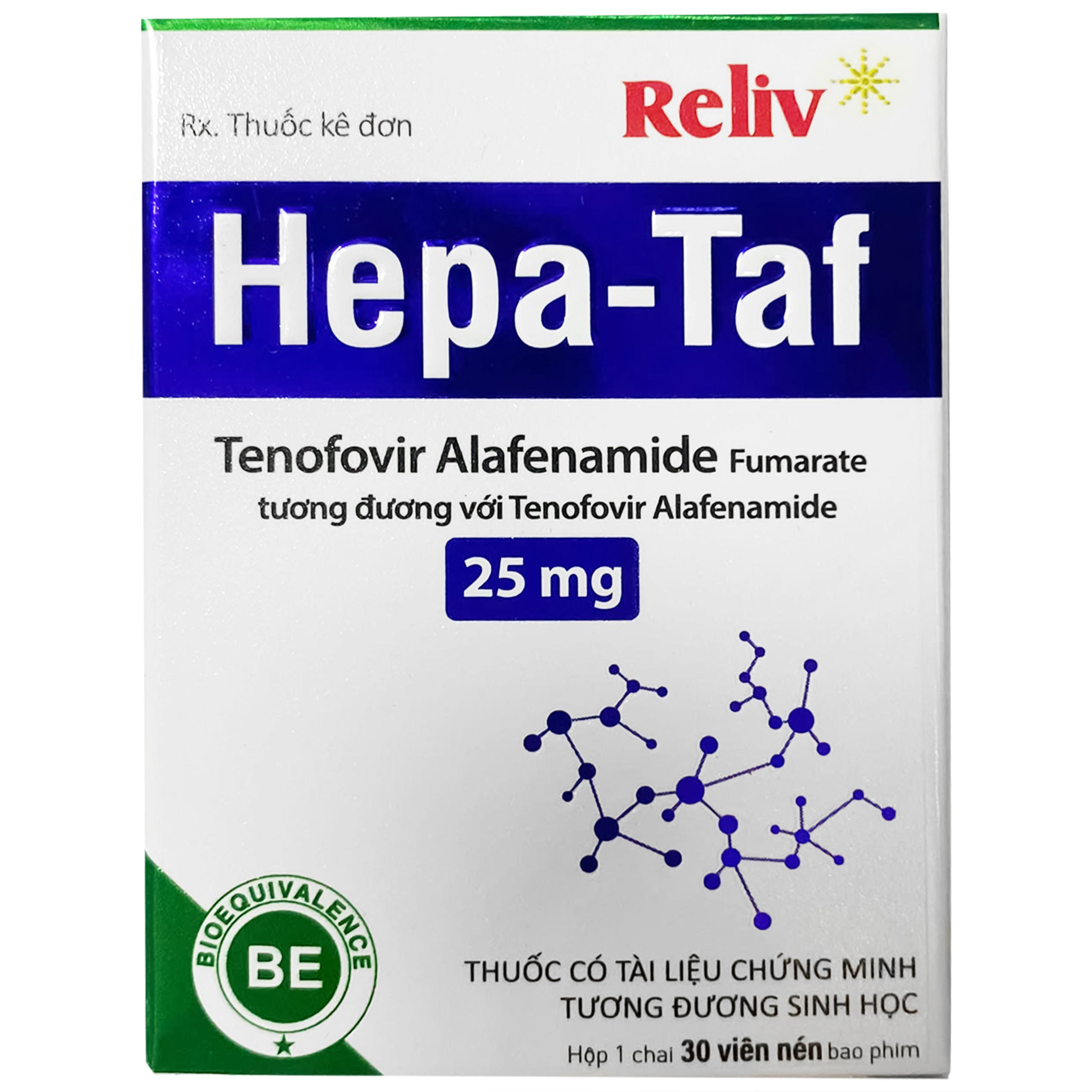 Thuốc Hepa - Taf 25mg BRV điều trị bệnh viêm gan siêu vi B mạn tính (30 viên)