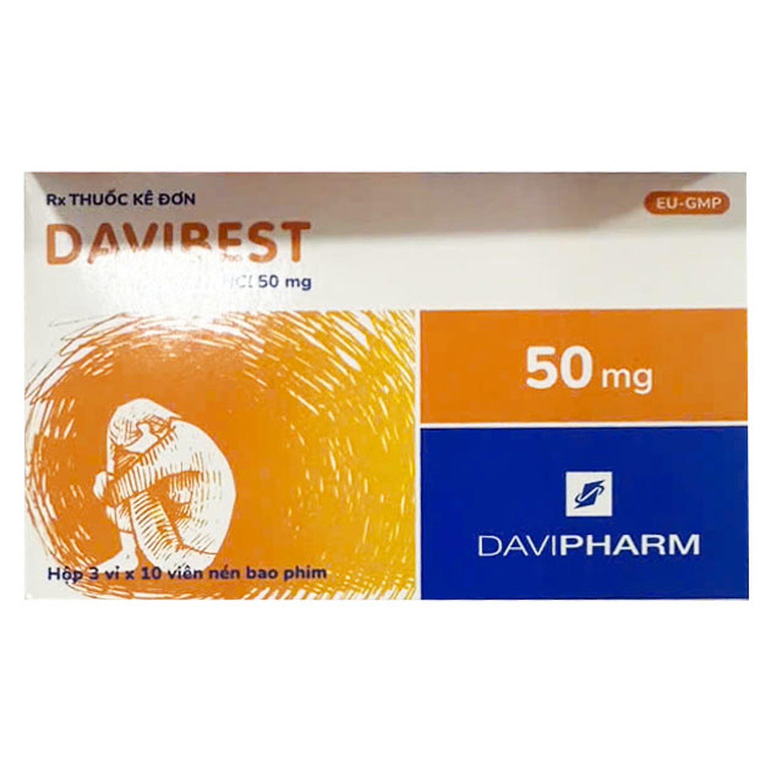 Thuốc Davibest 50mg Davipharm làm giảm triệu chứng của tất cả các dạng trầm cảm (30 viên)