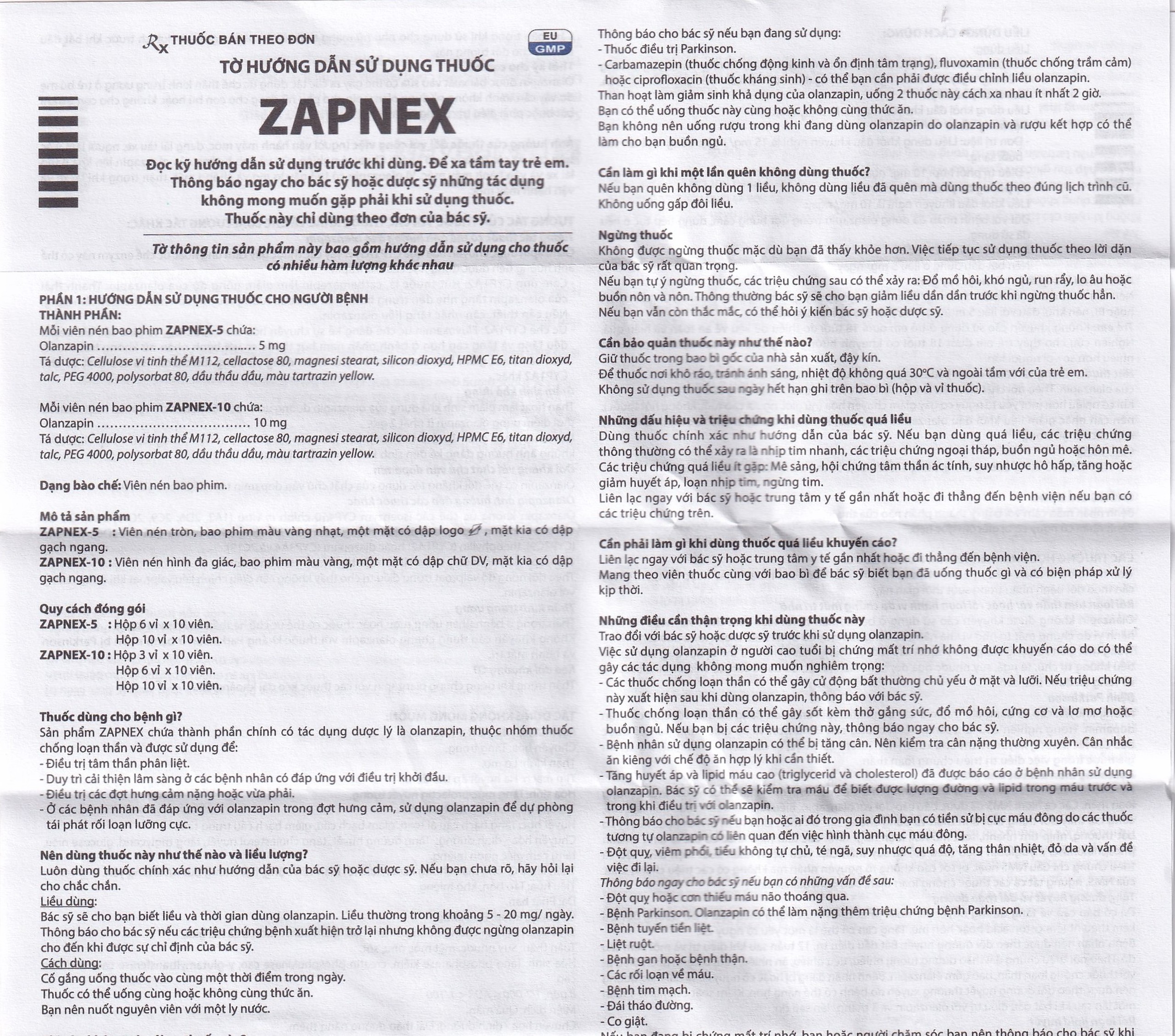 Thuốc Zapnex-10 DaviPharm điều trị tâm thần phân liệt (3 vỉ x 10 viên)