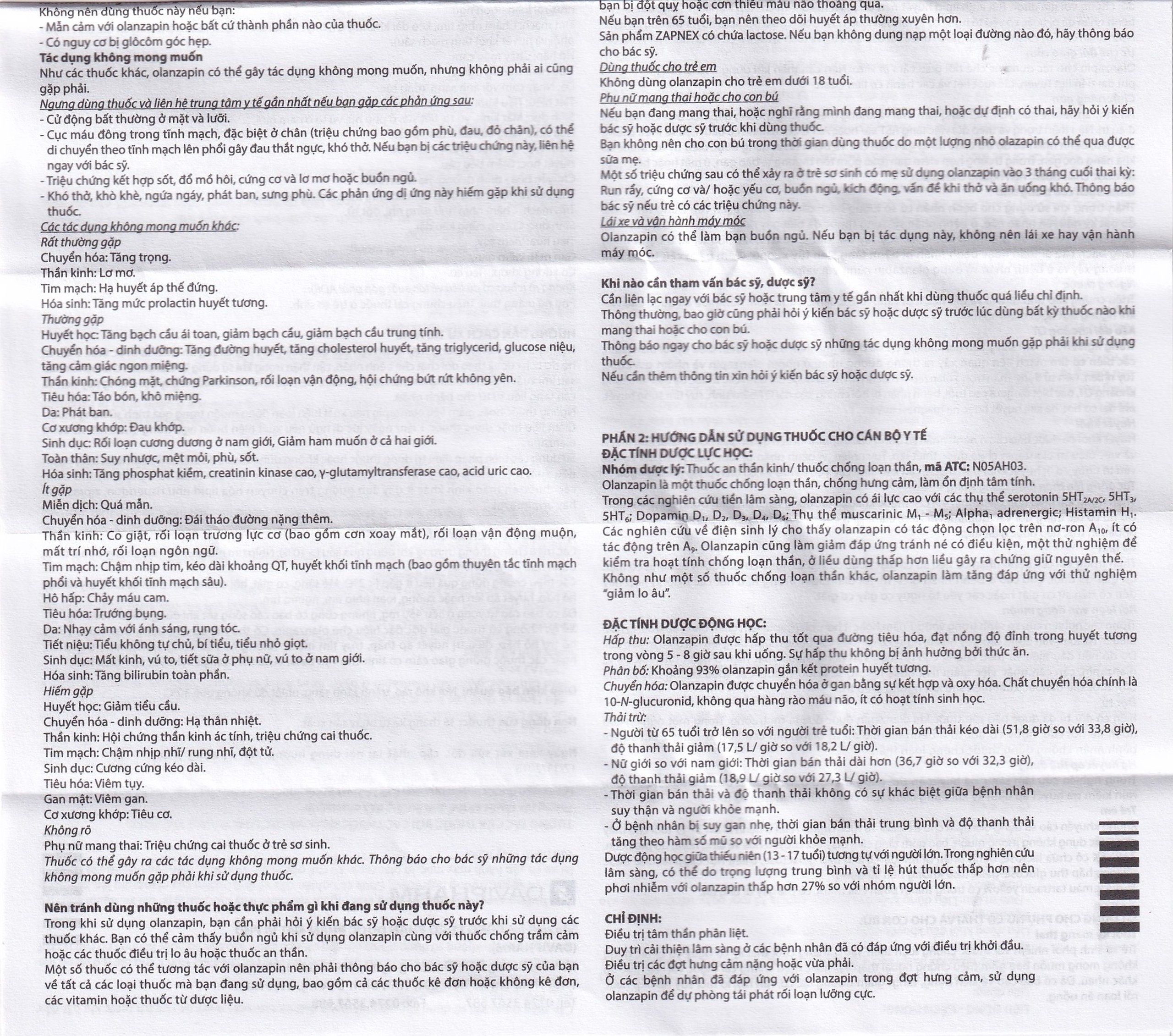 Thuốc Zapnex-10 DaviPharm điều trị tâm thần phân liệt (3 vỉ x 10 viên)