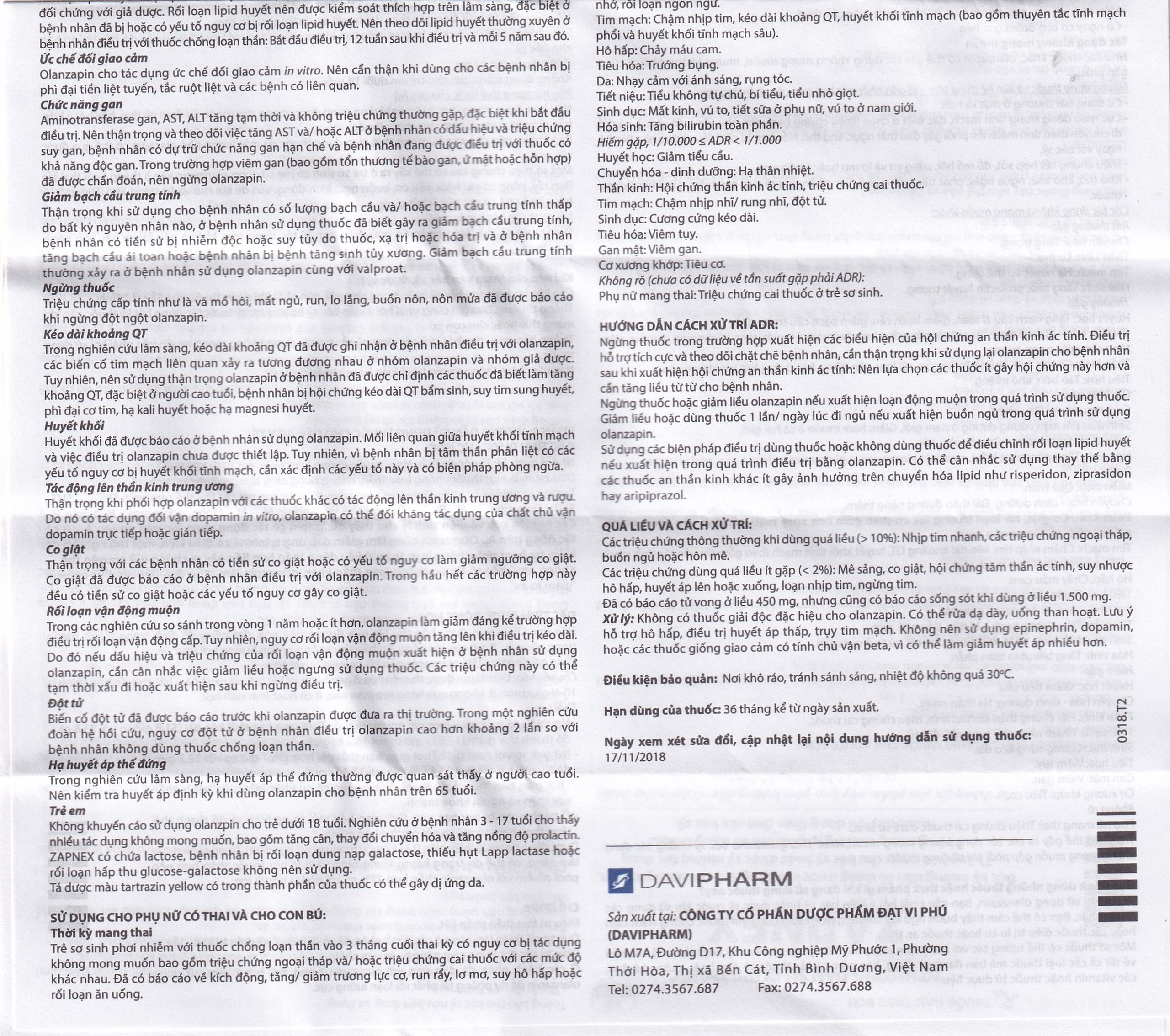 Thuốc Zapnex-10 DaviPharm điều trị tâm thần phân liệt (3 vỉ x 10 viên)