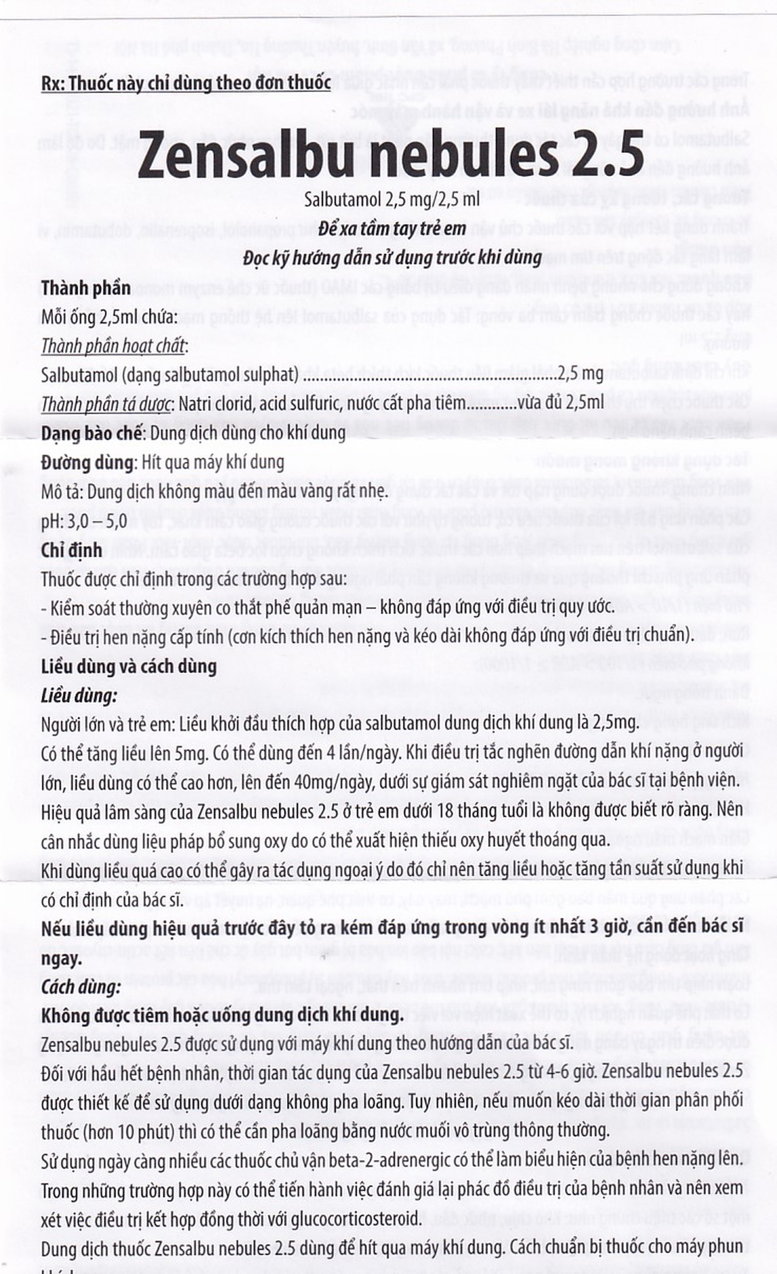 Thuốc Zensalbu 2.5mg CPC1HN kiểm soát co thắt phế quản mạn, điều trị hen nặng cấp tính (2 vỉ x 5 ống)