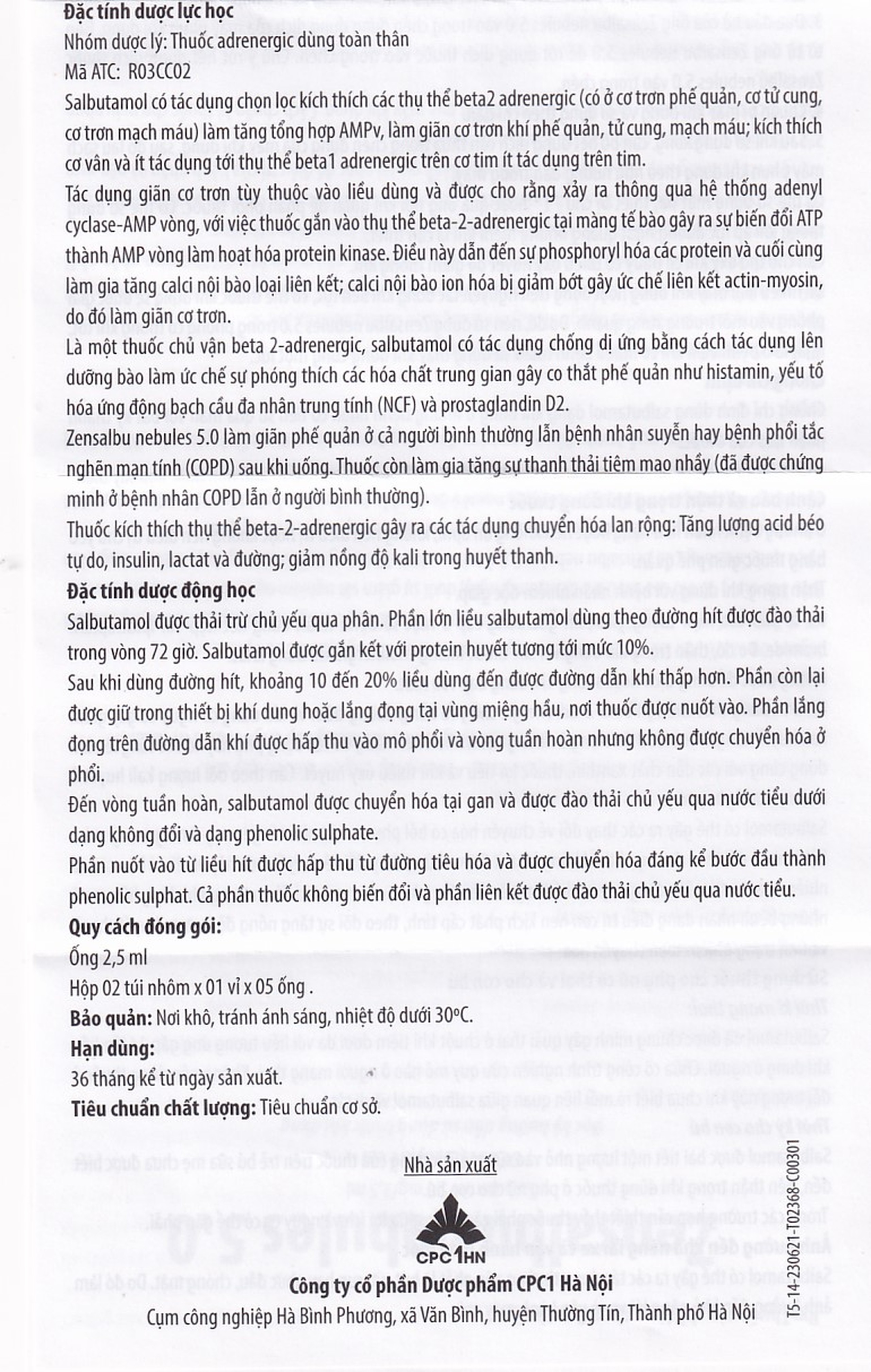 Thuốc Zensalbu 5mg CPC1HN kiểm soát co thắt phế quản mạn, điều trị hen nặng cấp tính (2 vỉ x 5 ống)