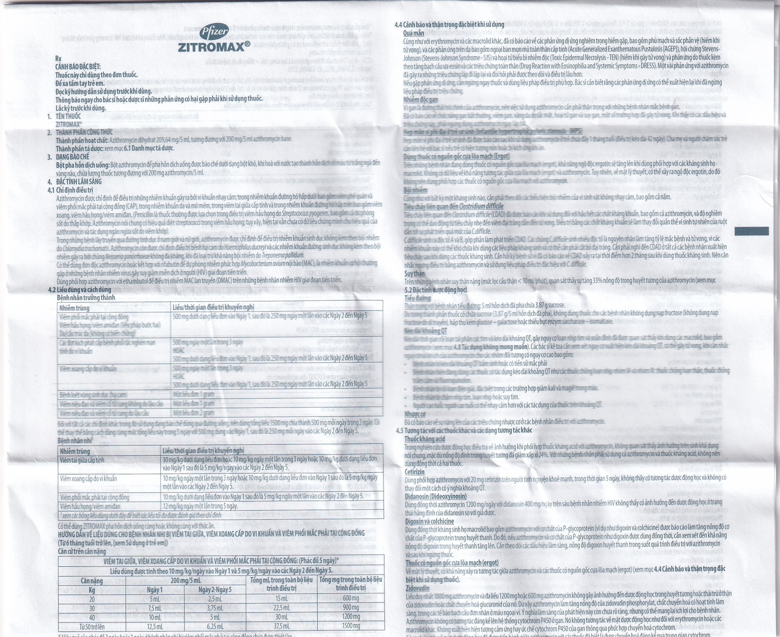Bột pha hỗn dịch uống Zitromax 200mg/5ml Pfizer điều trị các chứng nhiễm khuẩn (15ml)