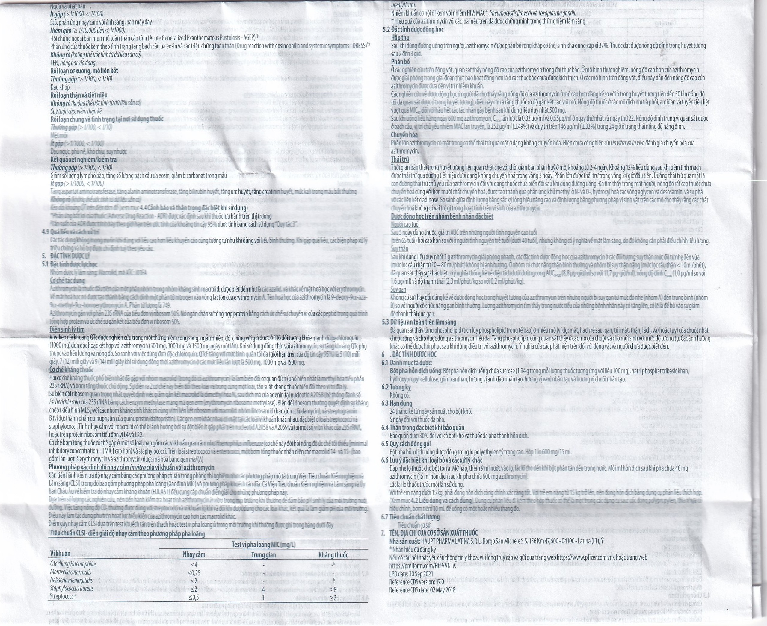 Bột pha hỗn dịch uống Zitromax 200mg/5ml Pfizer điều trị các chứng nhiễm khuẩn (15ml)