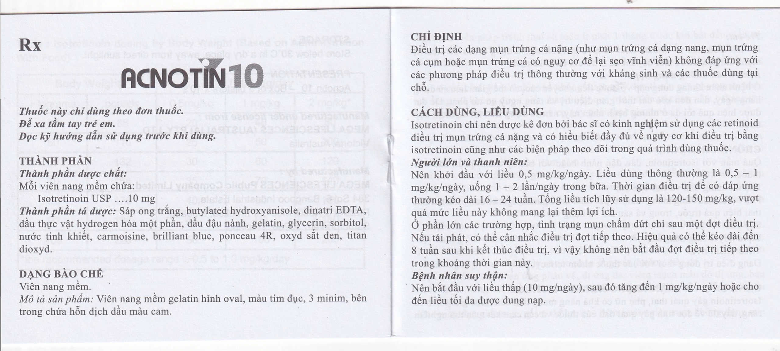 Thuốc Acnotin 10mg MEGA We care điều trị mụn trứng cá nặng (3 vỉ x 10 viên)