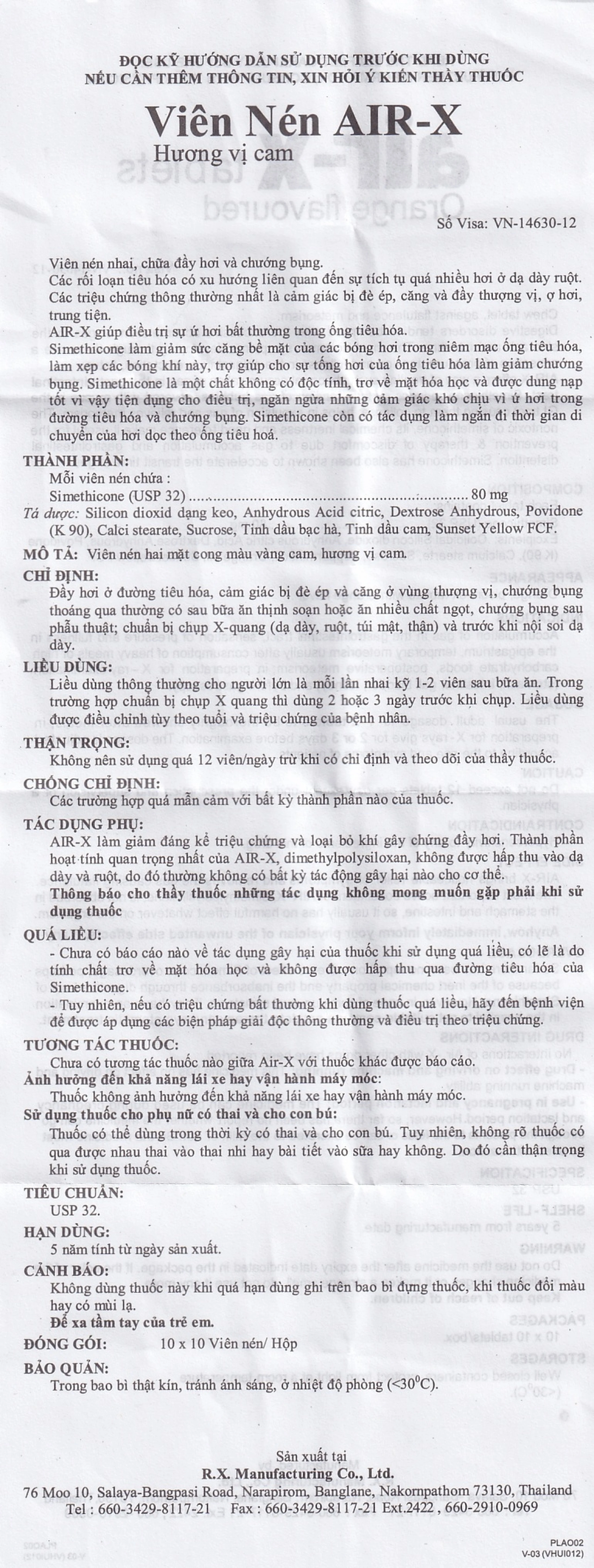 Viên nhai Air-X hương cam chống đầy hơi và chướng bụng (10 vỉ x 10 viên)