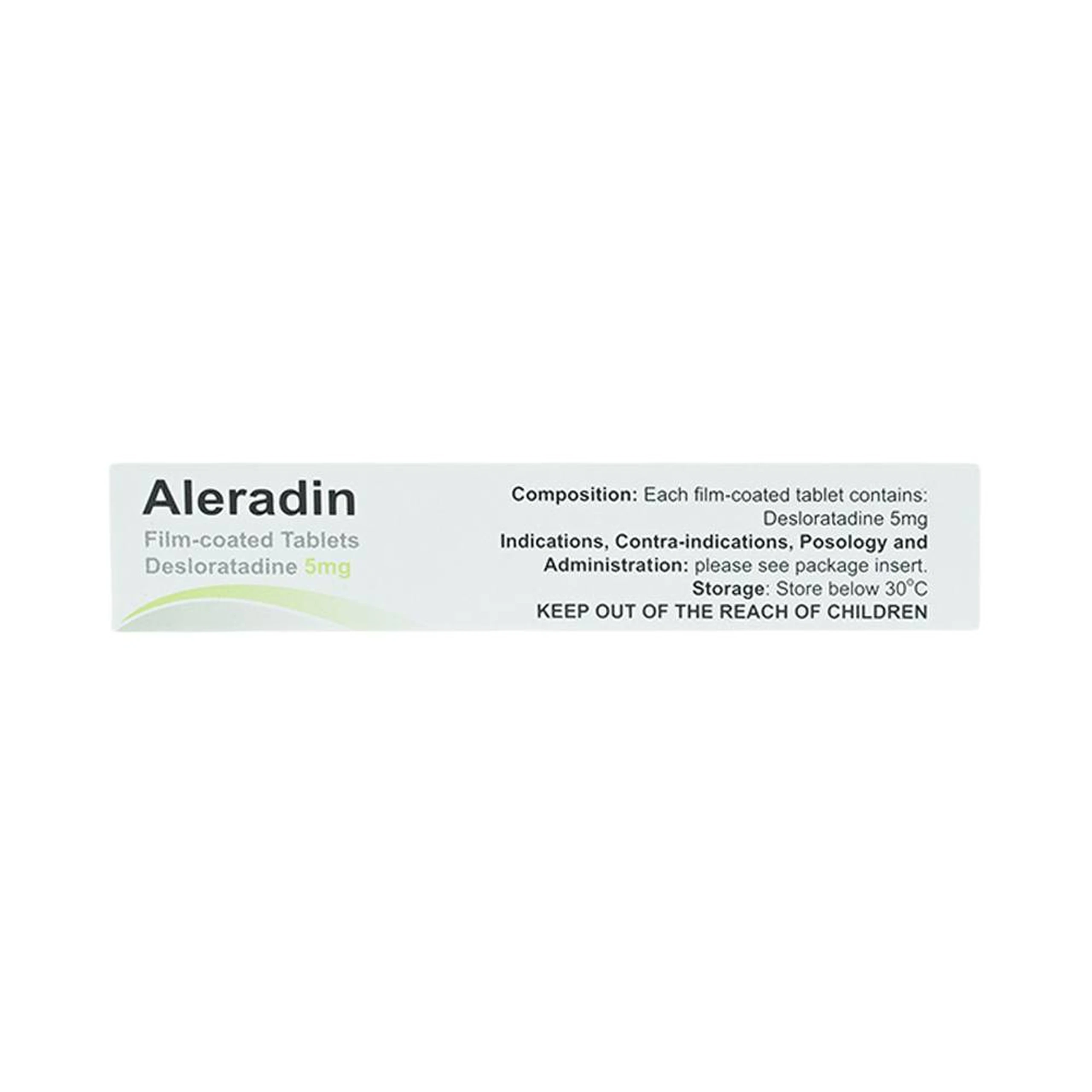 Thuốc Aleradin 5mg giảm các triệu chứng viêm mũi dị ứng theo mùa, mày đay (3 vỉ x 10 viên)